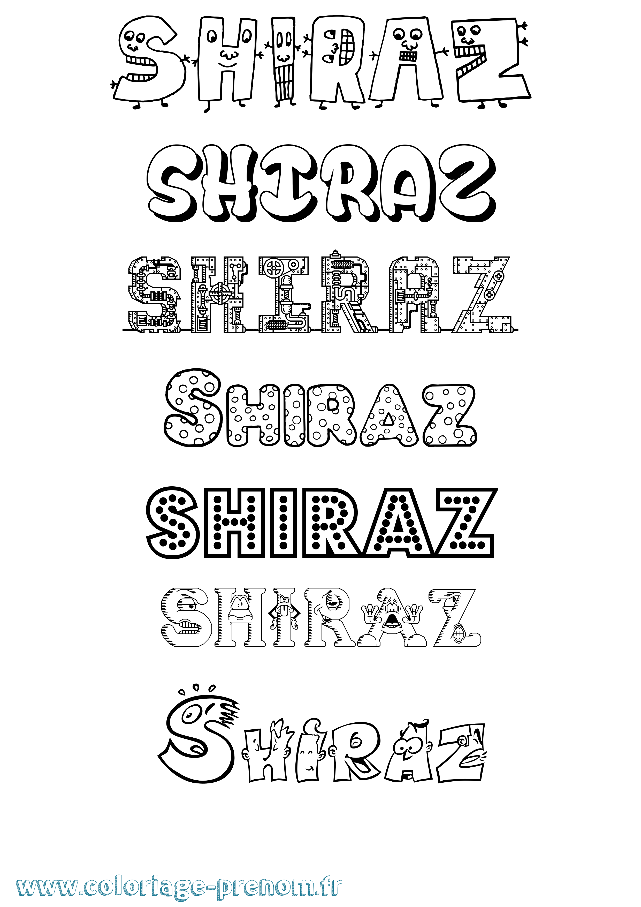 Coloriage Shiraz Fun Coloriage prénom Shiraz Fun