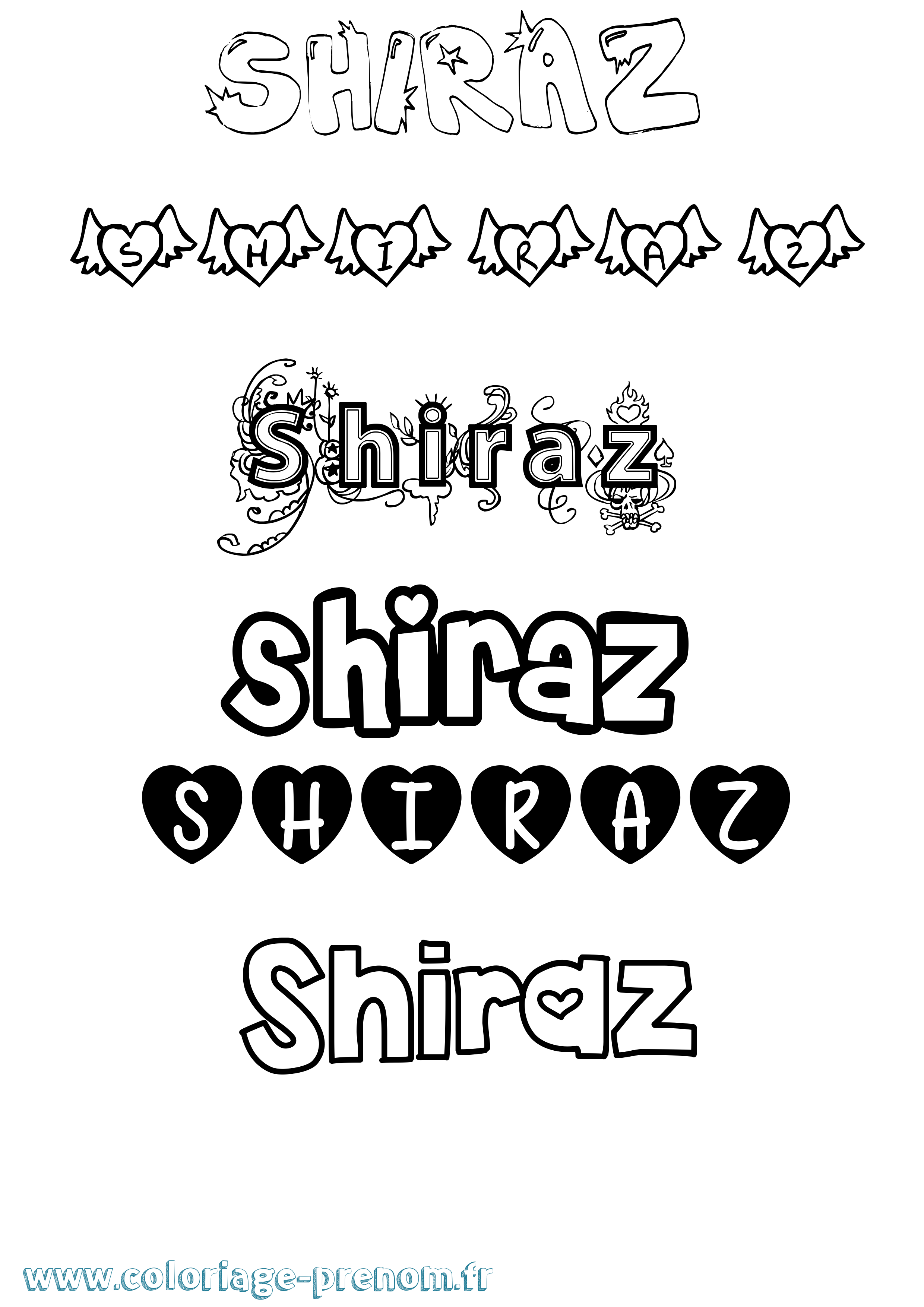 Coloriage Shiraz Girly Coloriage prénom Shiraz Girly