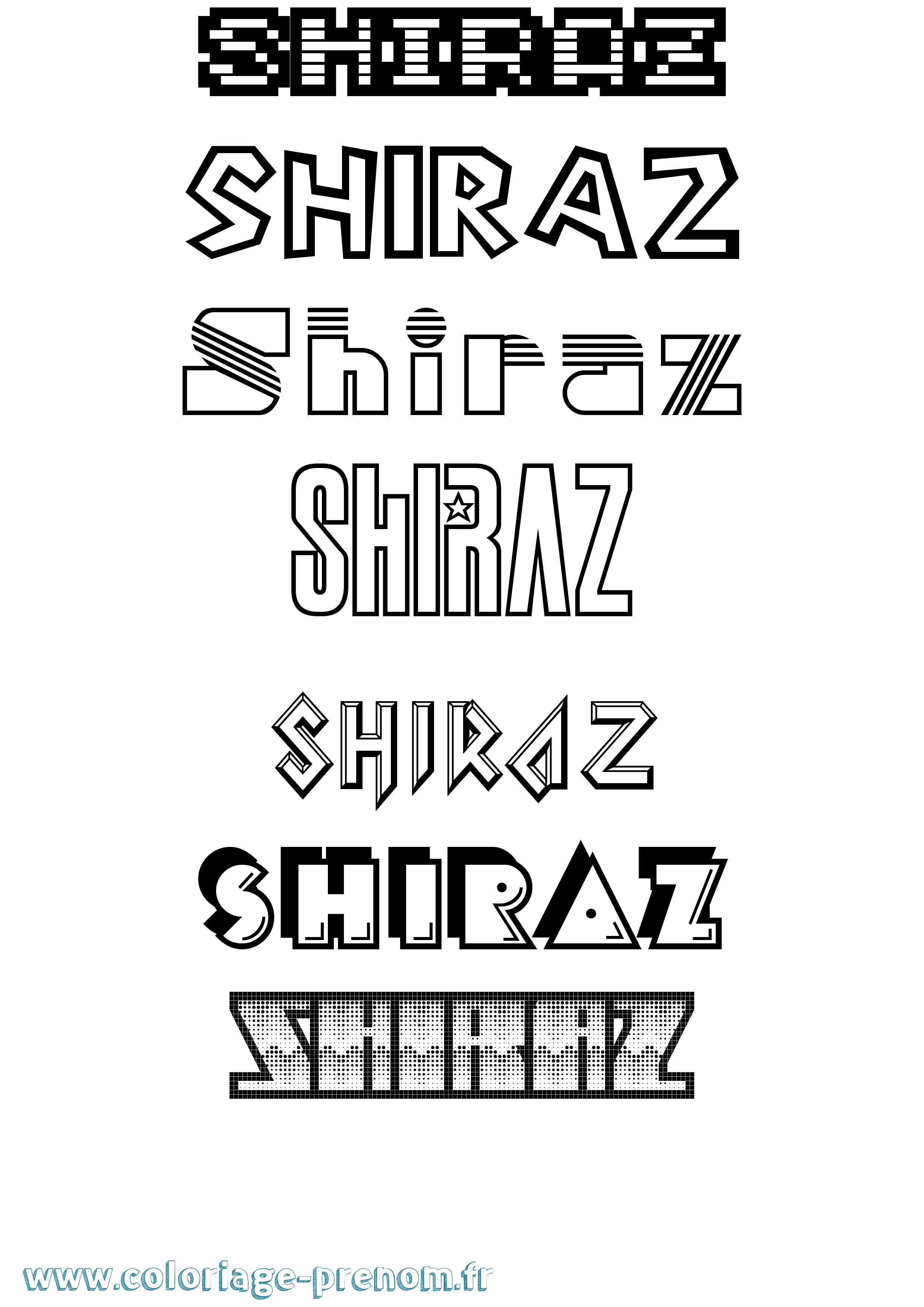 Coloriage Shiraz Jeux Vidéos Coloriage prénom Shiraz Jeux Vidéos