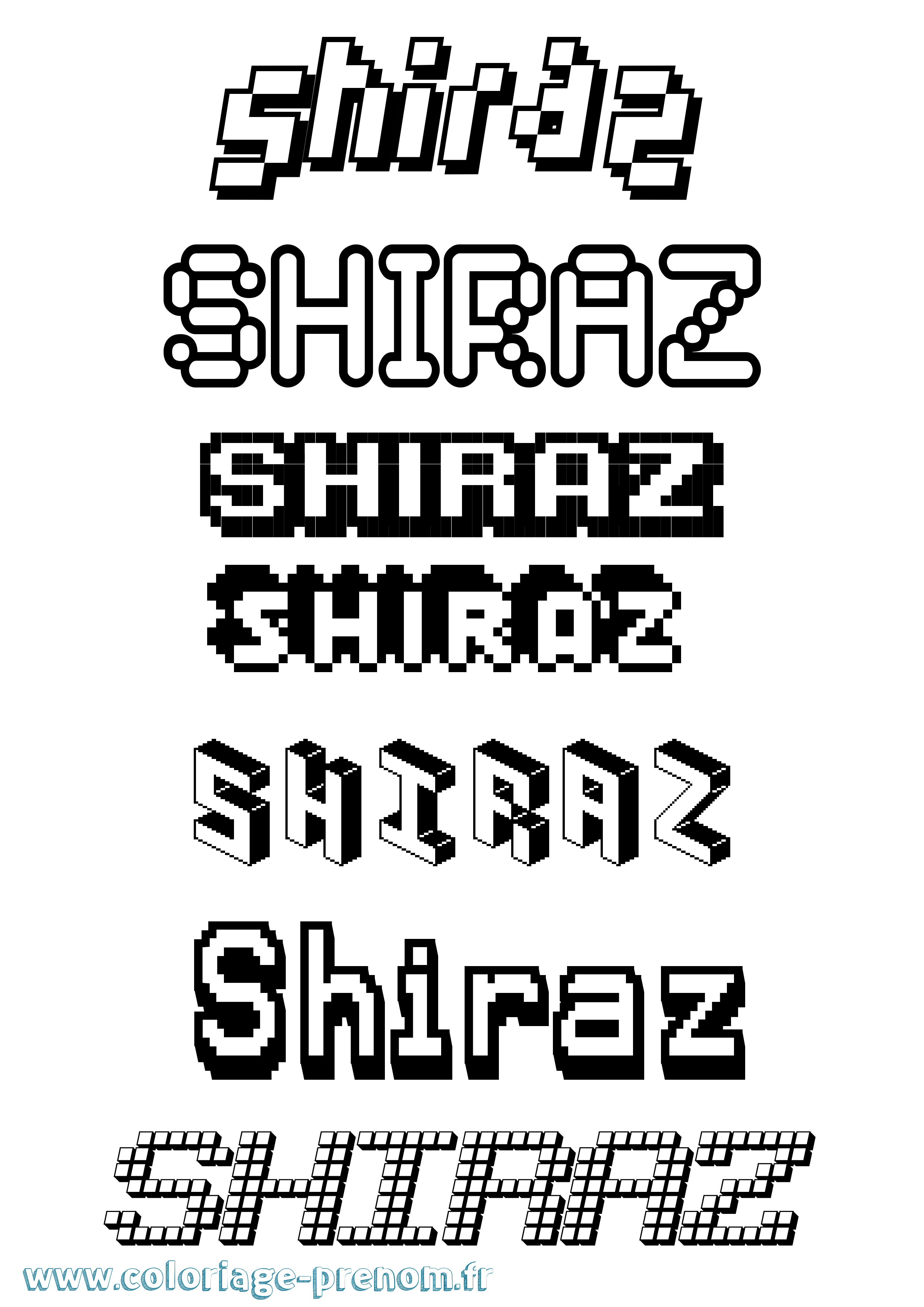 Coloriage Shiraz Pixel Coloriage prénom Shiraz Pixel