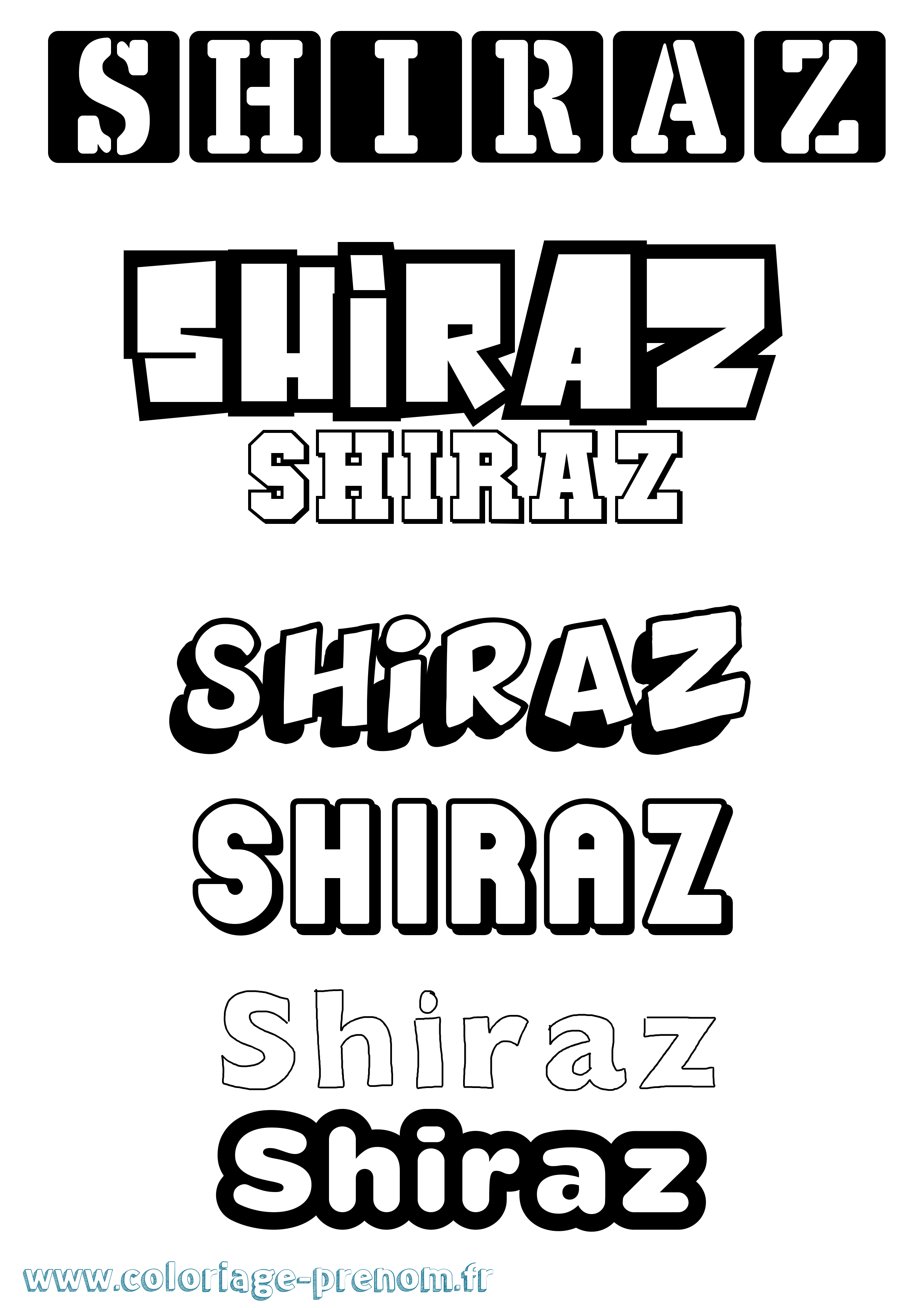 Coloriage Shiraz Simple Coloriage prénom Shiraz Simple