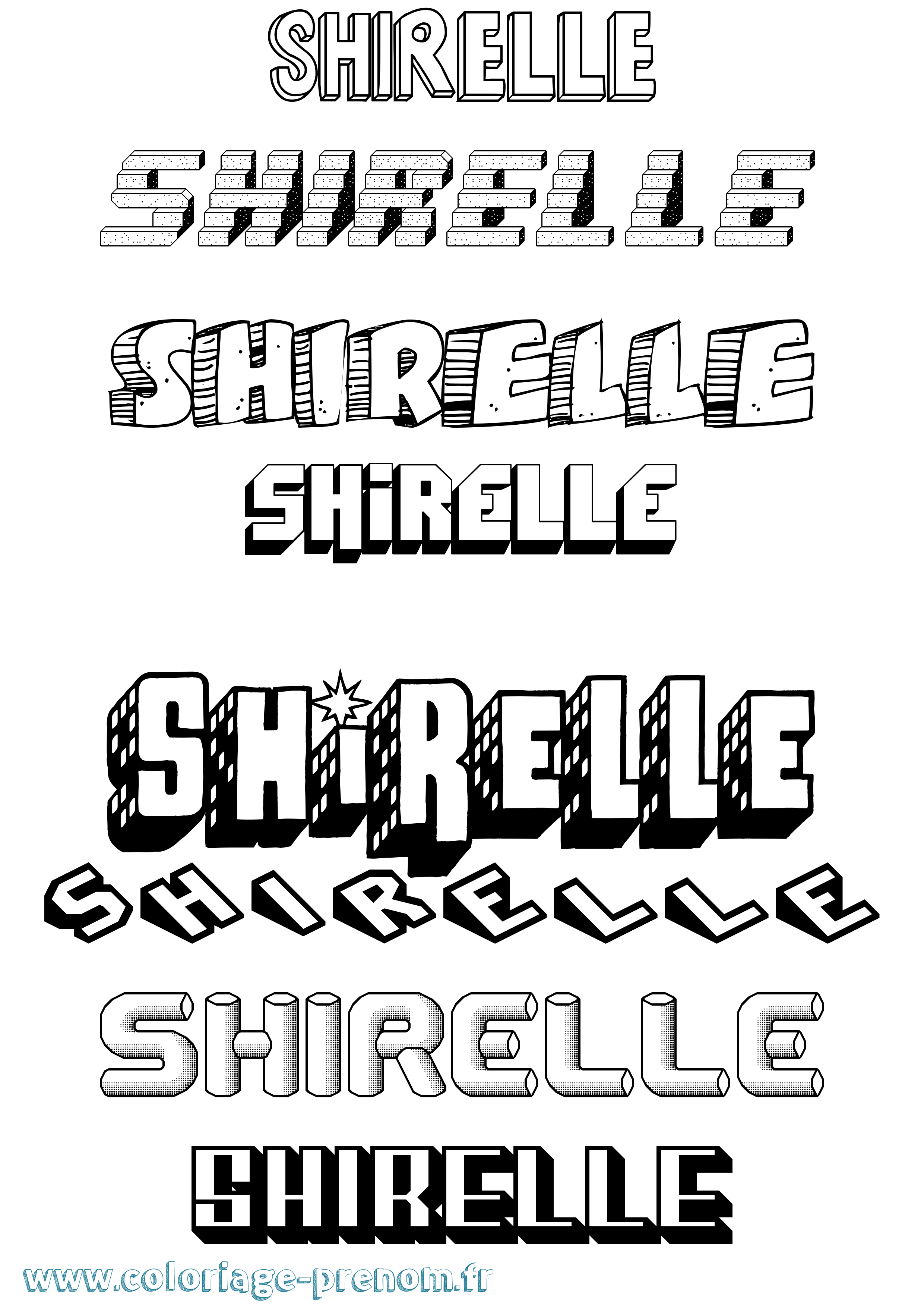 Coloriage Shirelle Effet 3D Coloriage prénom Shirelle Effet 3D