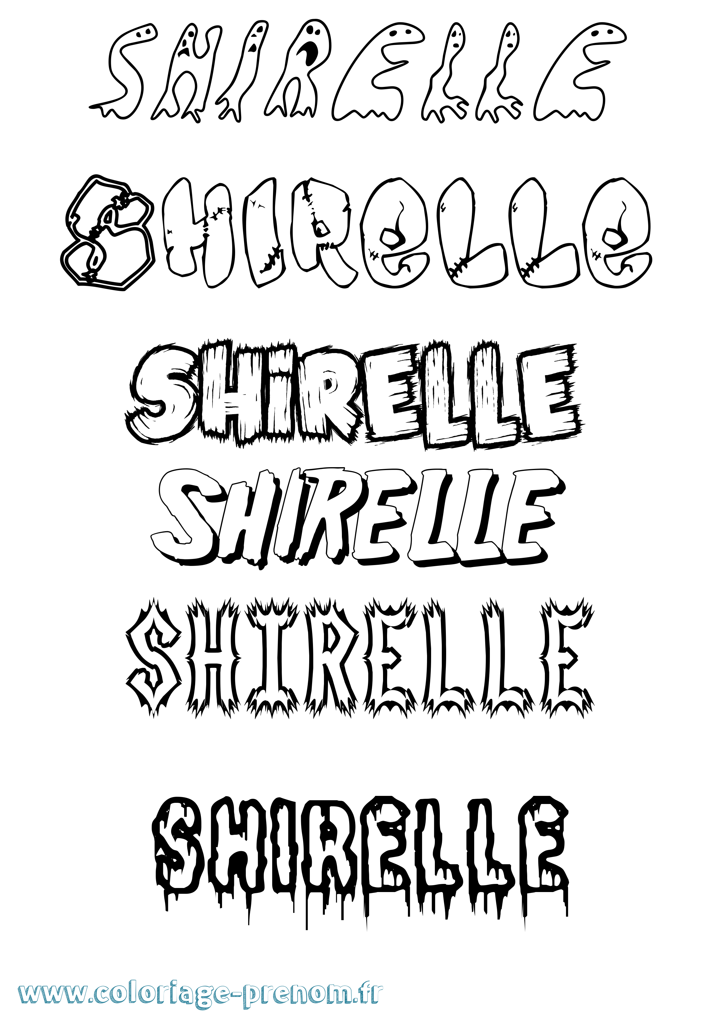 Coloriage Shirelle Frisson Coloriage prénom Shirelle Frisson