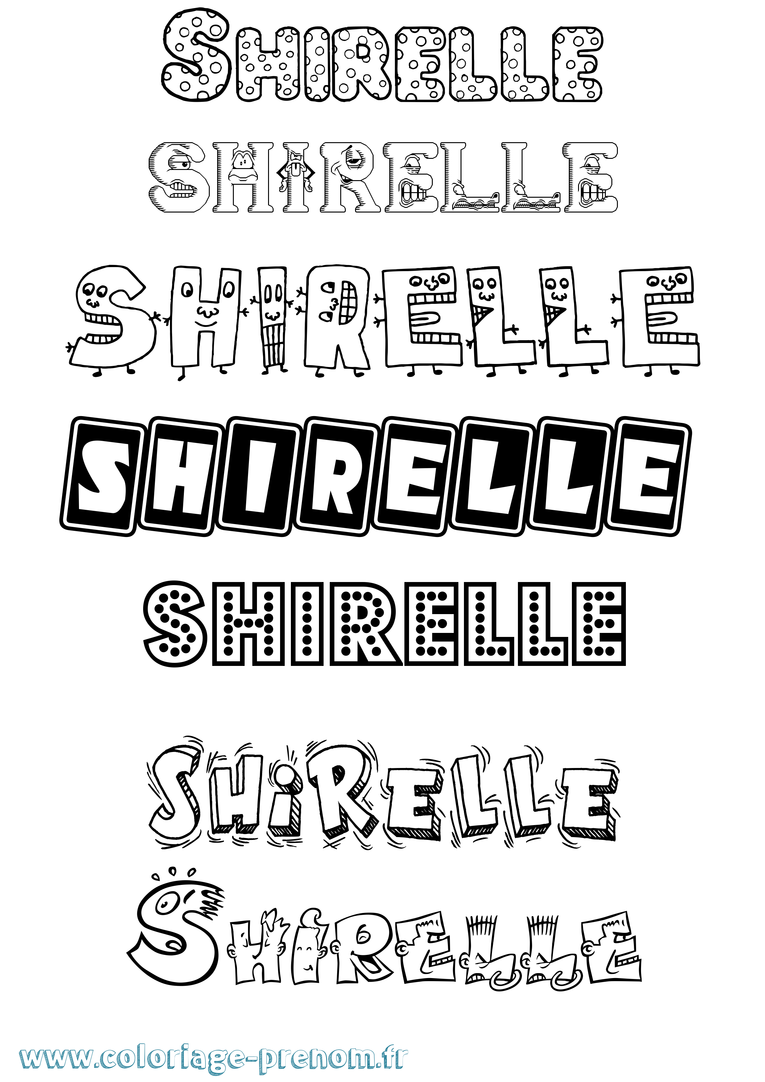 Coloriage Shirelle Fun Coloriage prénom Shirelle Fun