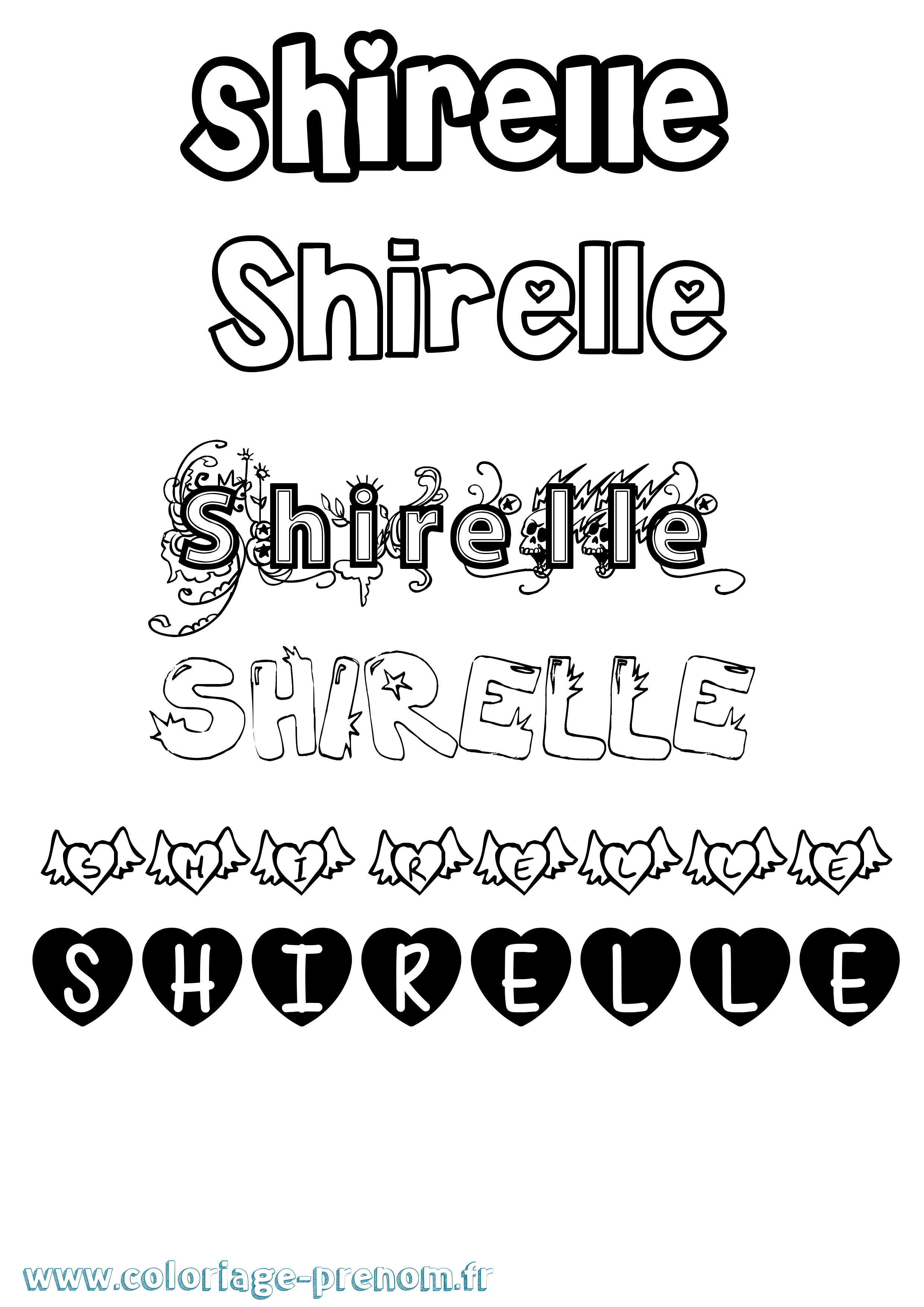Coloriage Shirelle Girly Coloriage prénom Shirelle Girly