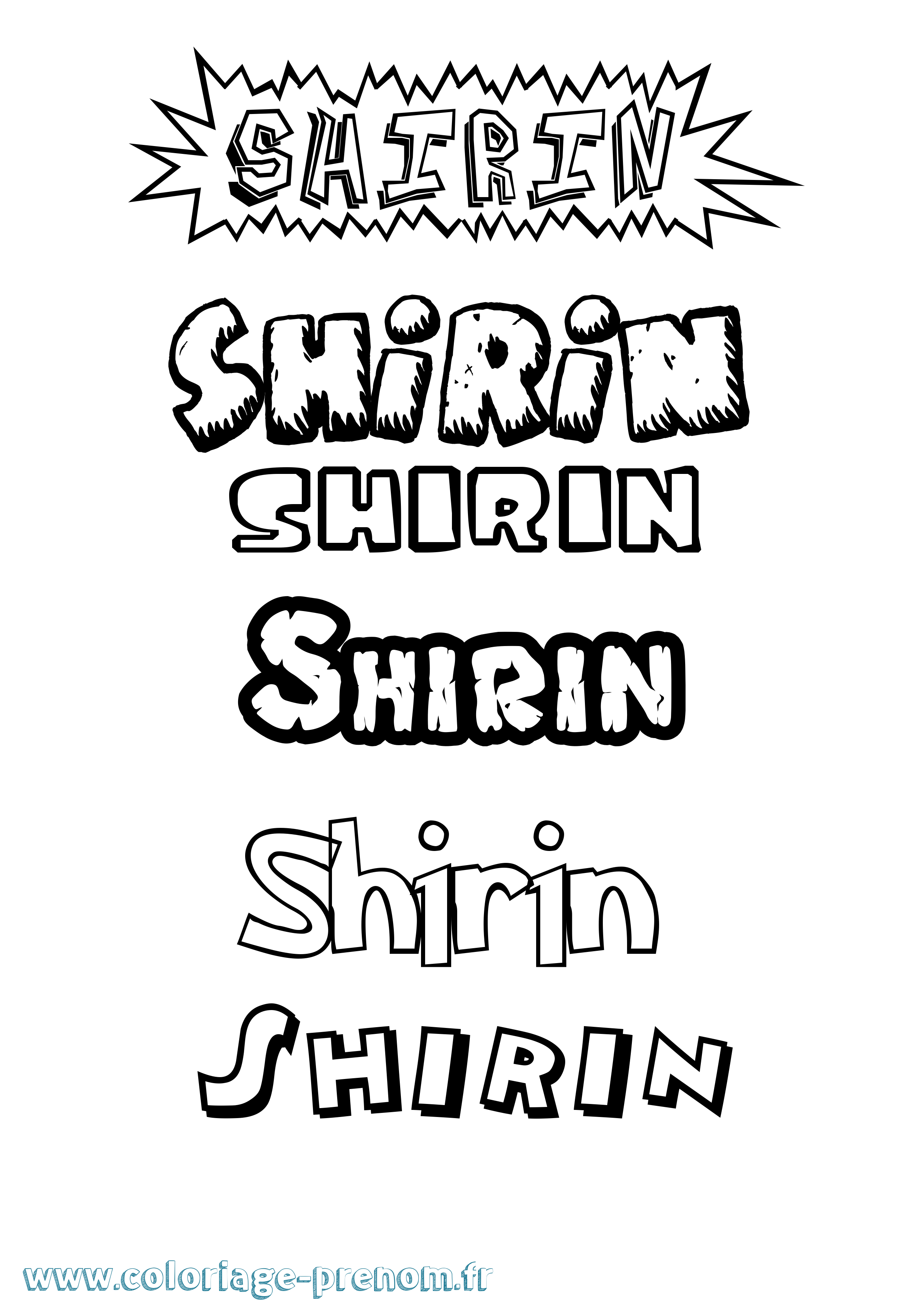 Coloriage Shirin Dessin Animé Coloriage prénom Shirin Dessin Animé