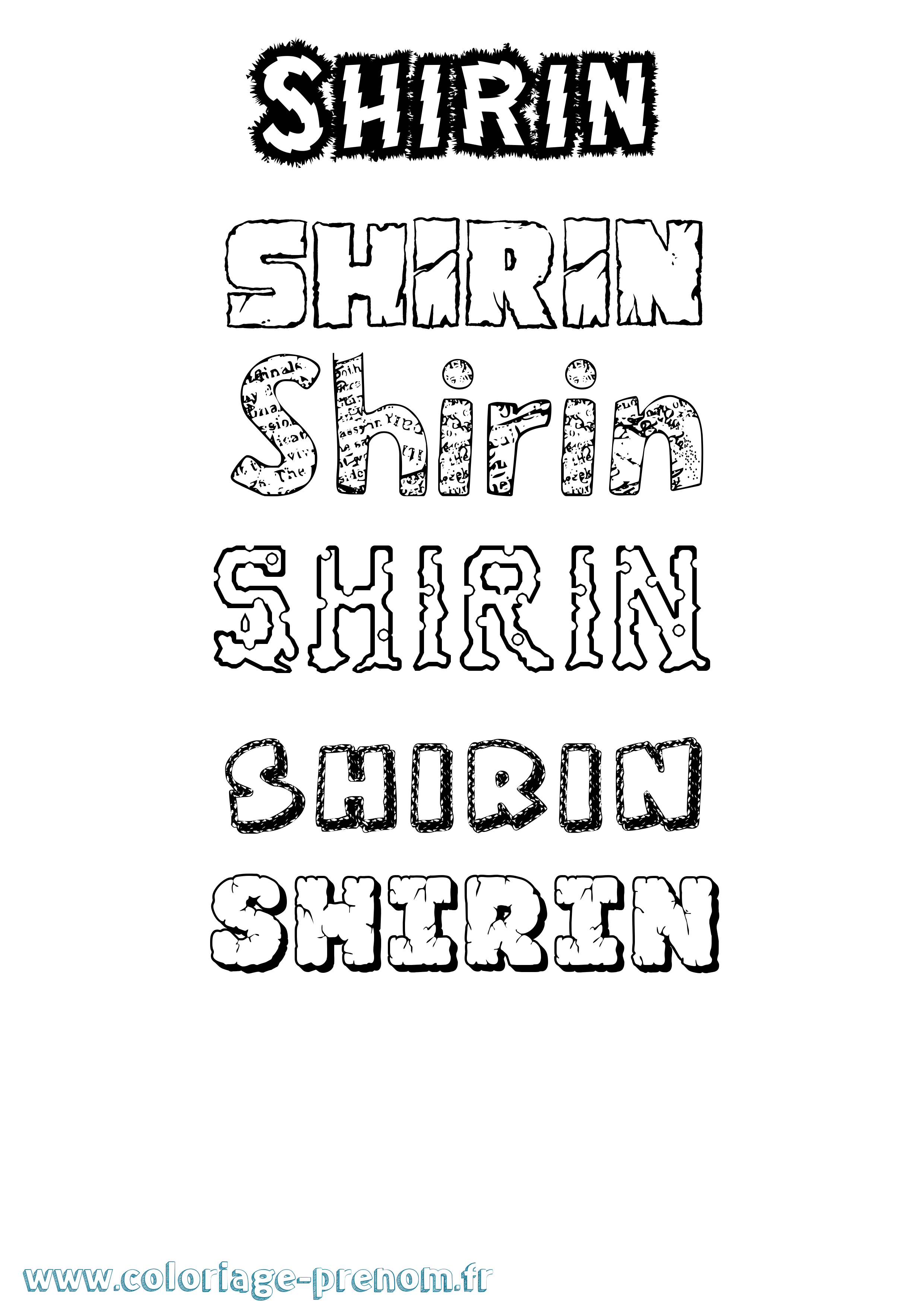 Coloriage Shirin Destructuré Coloriage prénom Shirin Destructuré