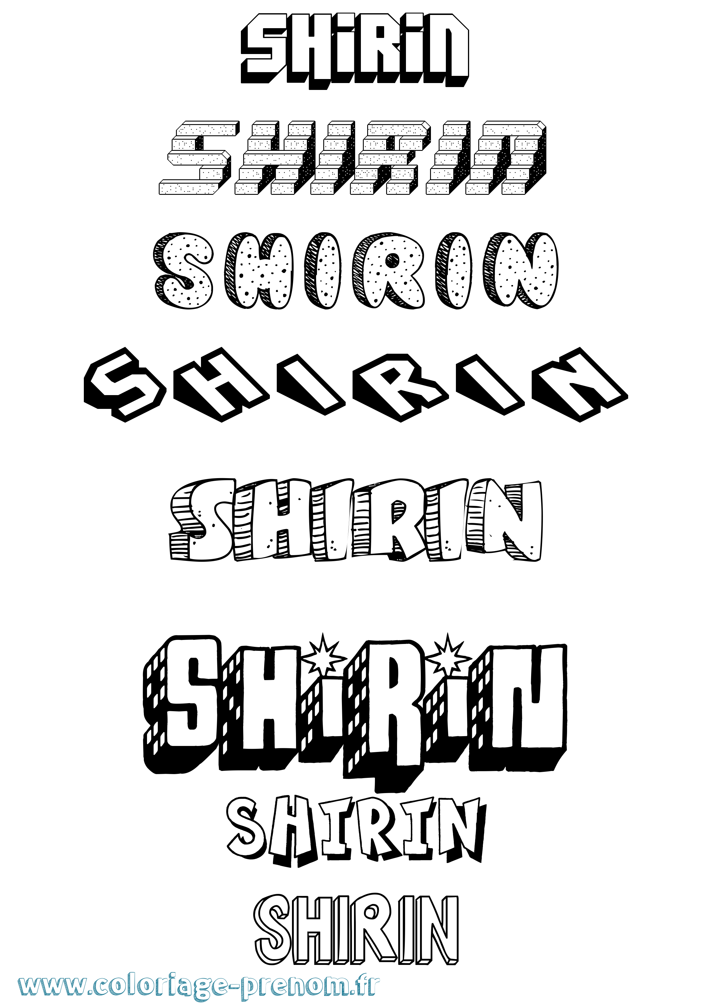 Coloriage Shirin Effet 3D Coloriage prénom Shirin Effet 3D