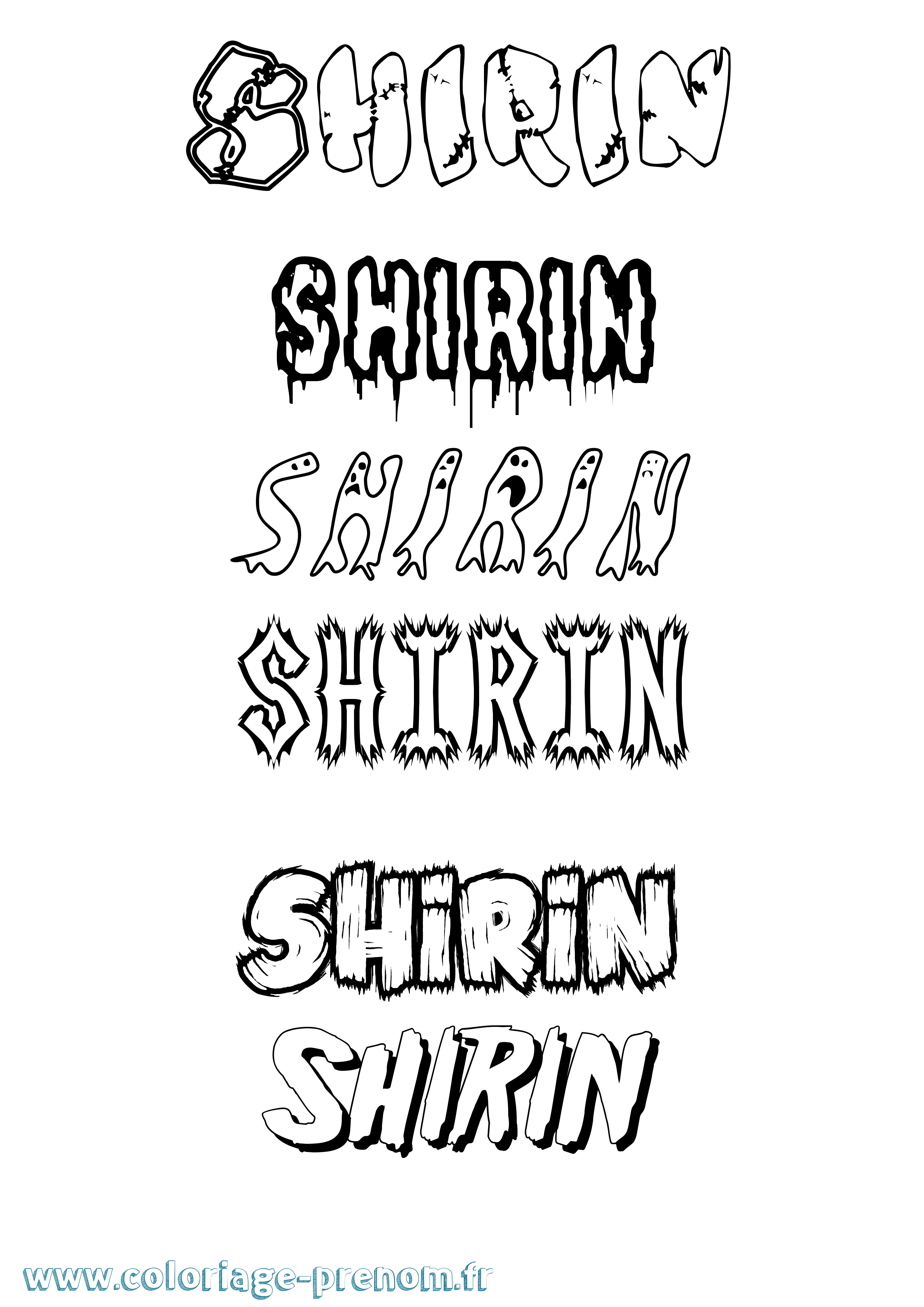 Coloriage Shirin Frisson Coloriage prénom Shirin Frisson