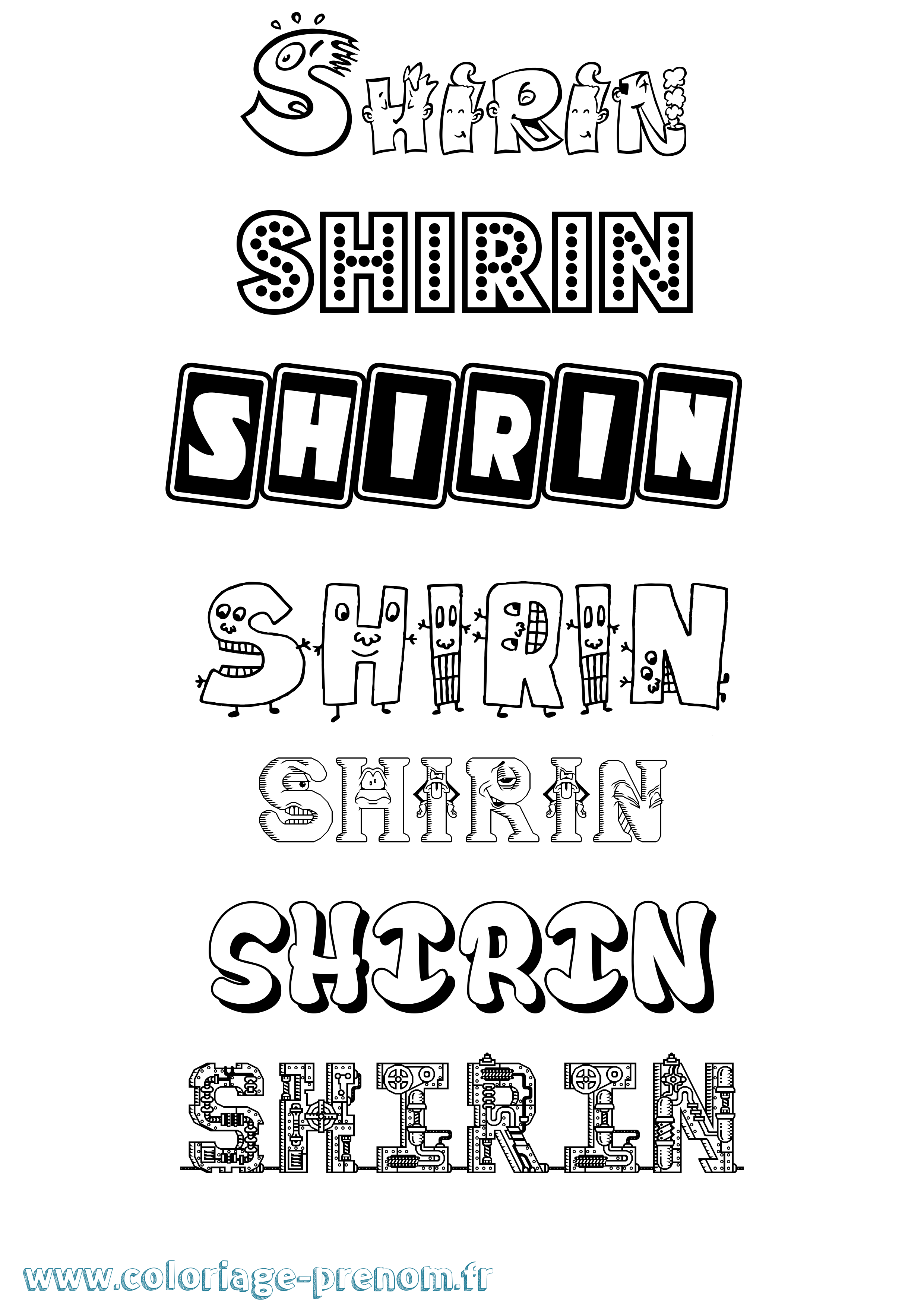 Coloriage Shirin Fun Coloriage prénom Shirin Fun