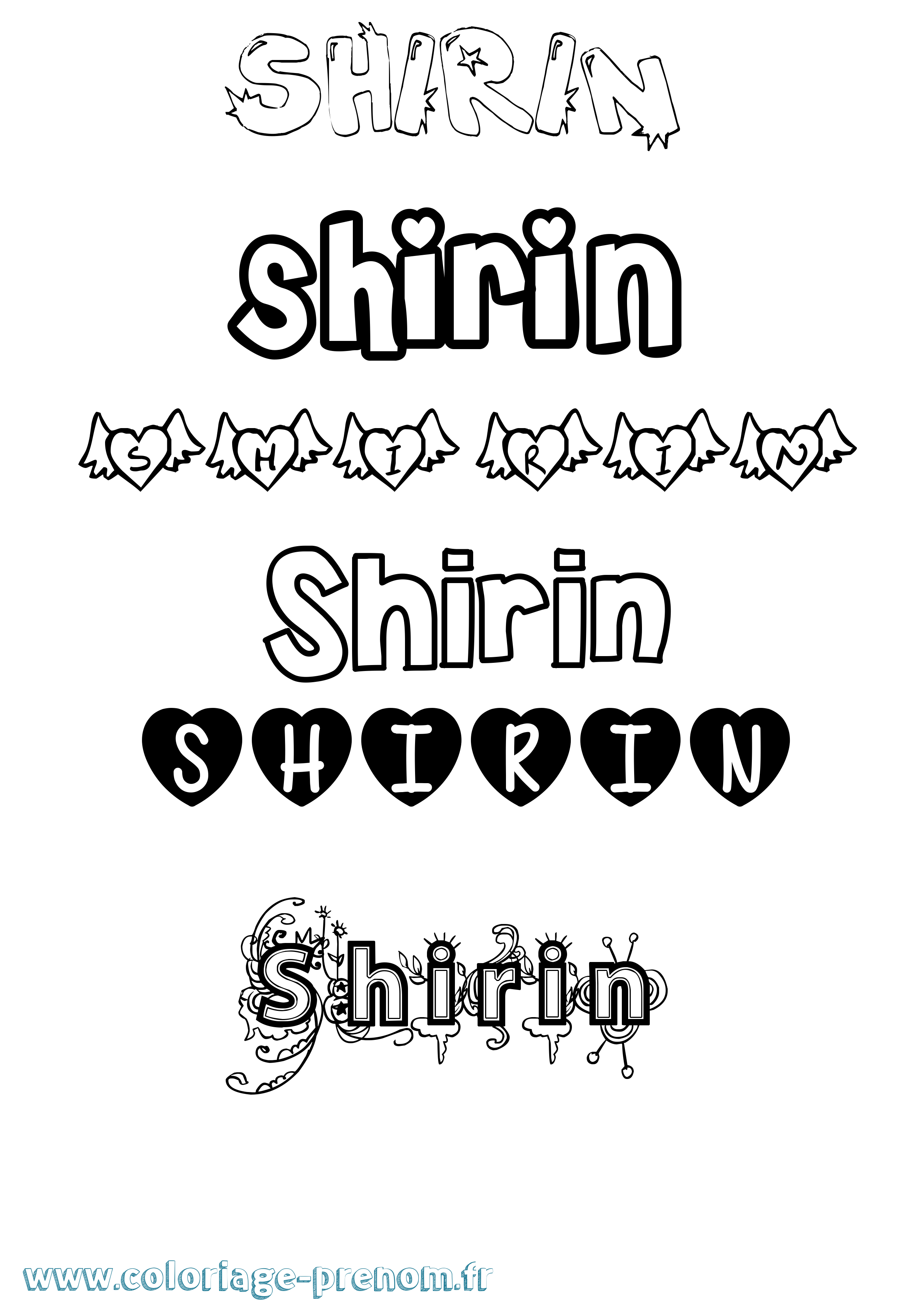 Coloriage Shirin Girly Coloriage prénom Shirin Girly