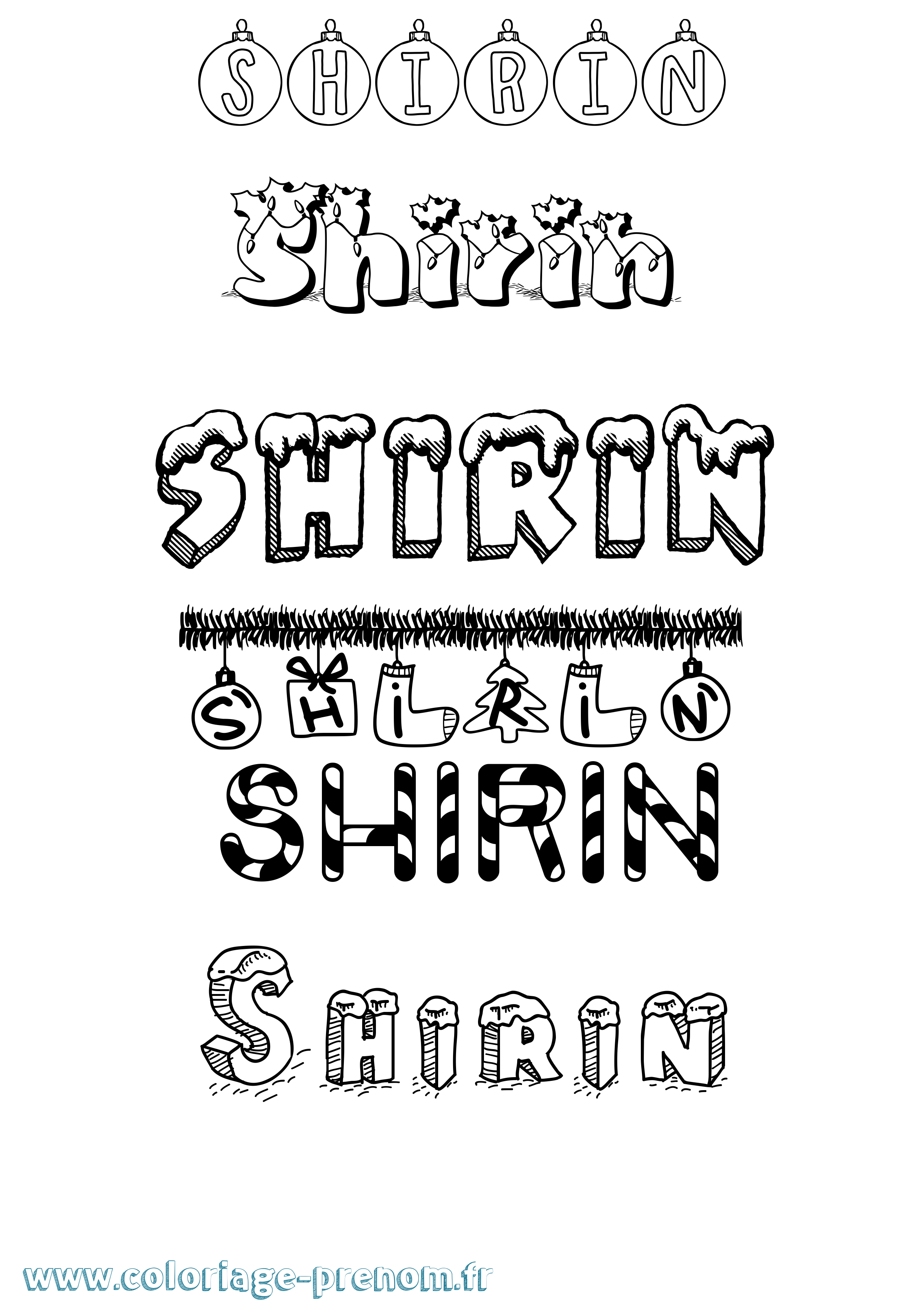 Coloriage Shirin Noël Coloriage prénom Shirin Noël