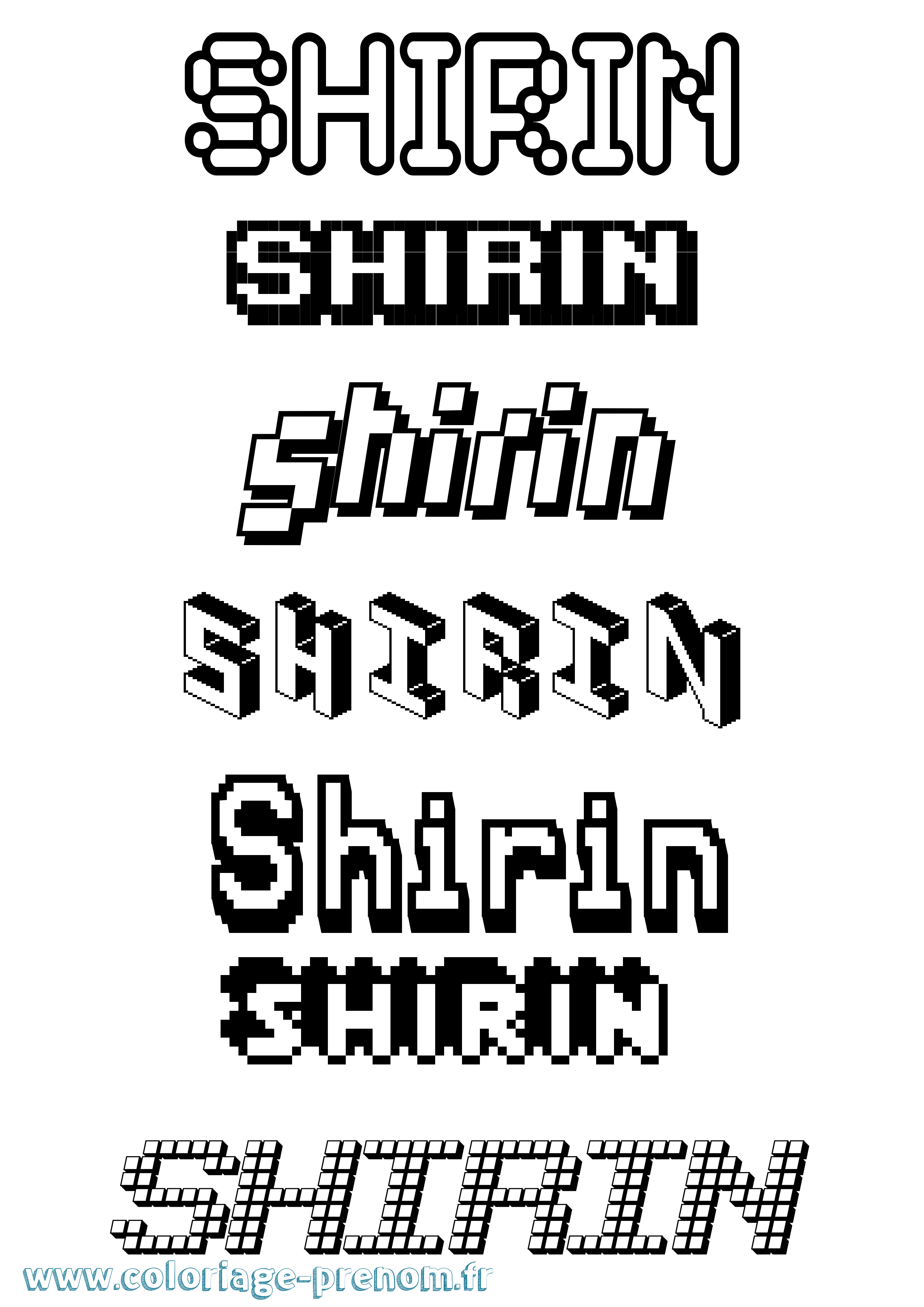 Coloriage Shirin Pixel Coloriage prénom Shirin Pixel