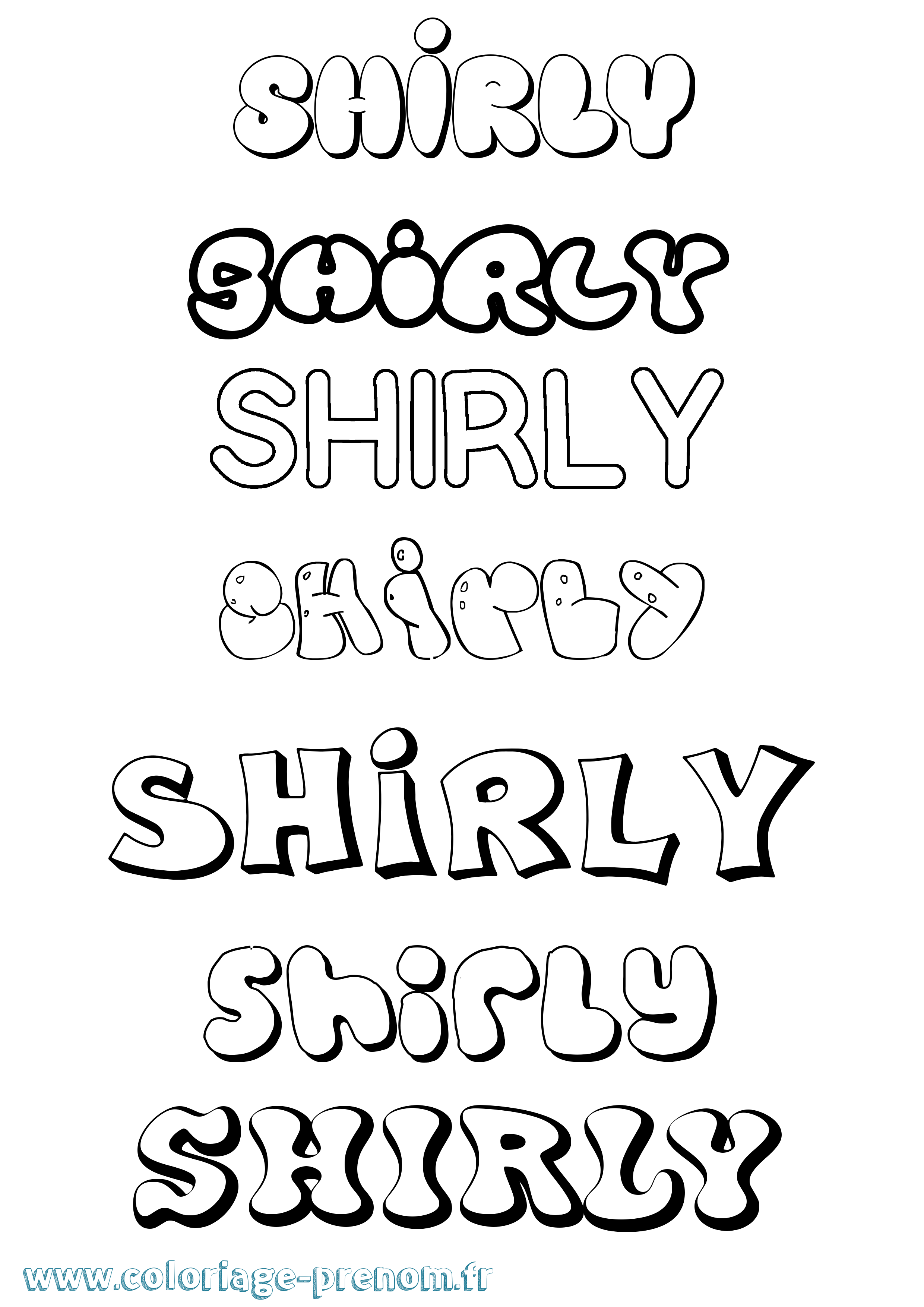 Coloriage Shirly Bubble Coloriage prénom Shirly Bubble