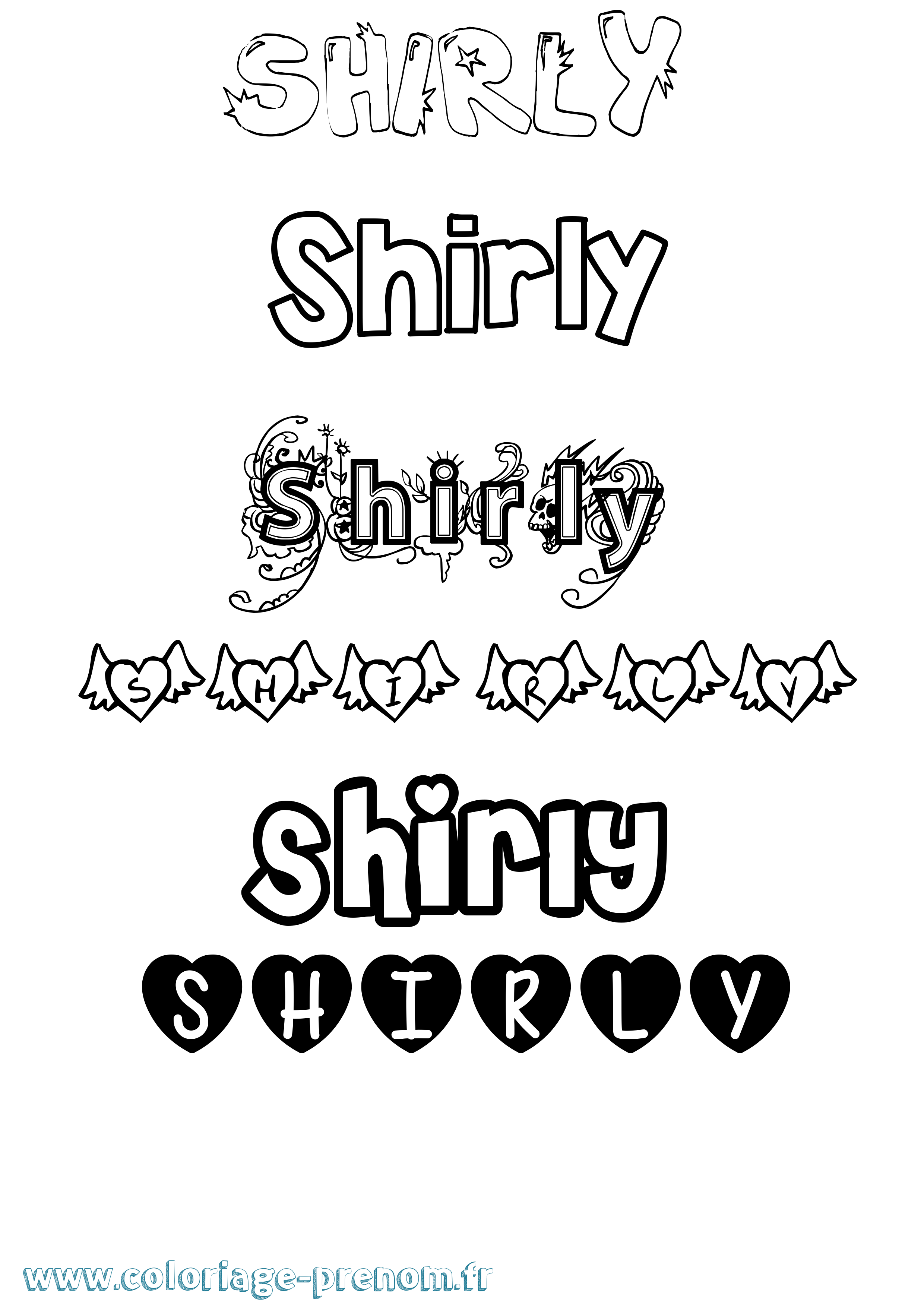 Coloriage Shirly Girly Coloriage prénom Shirly Girly