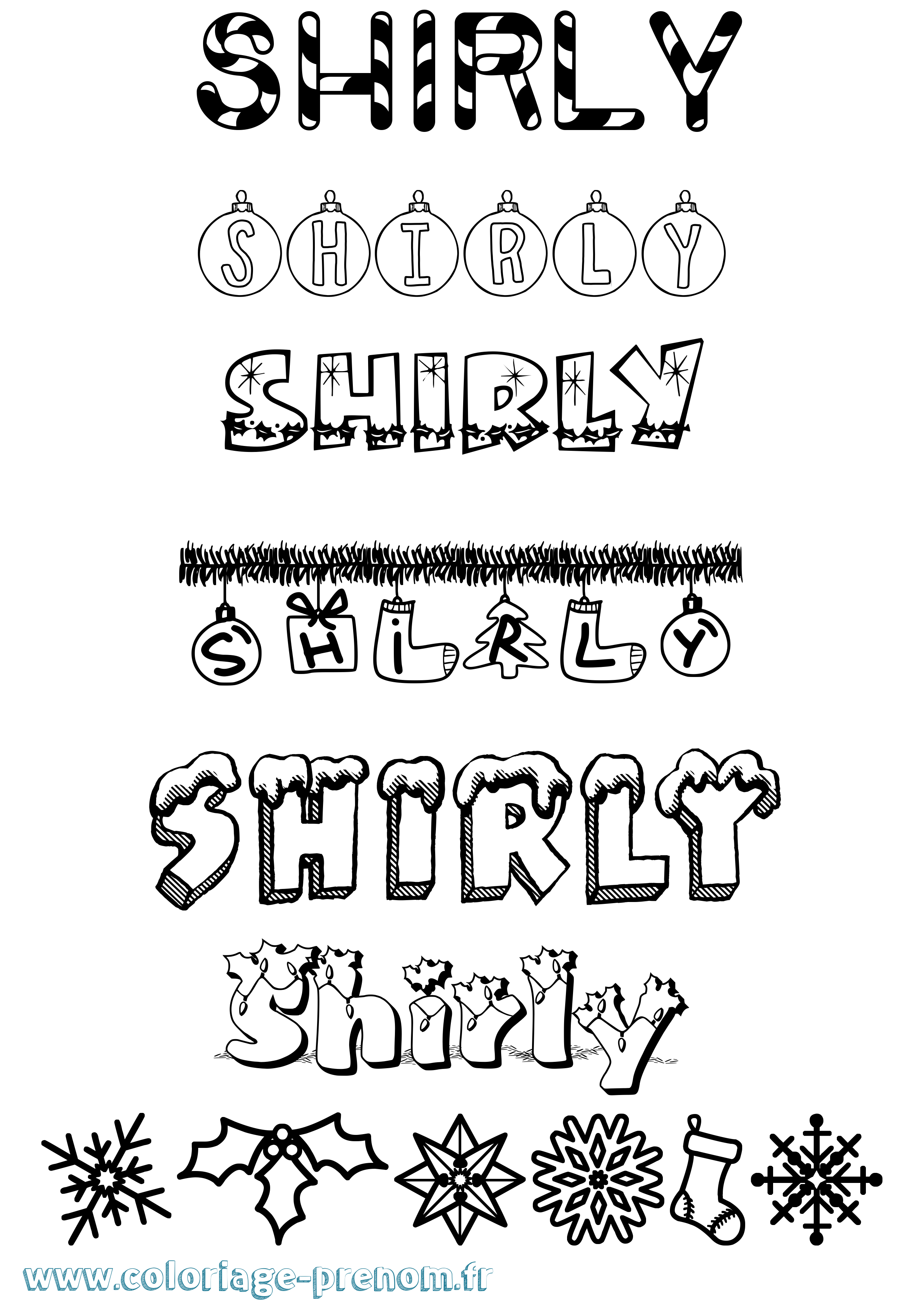 Coloriage Shirly Noël Coloriage prénom Shirly Noël
