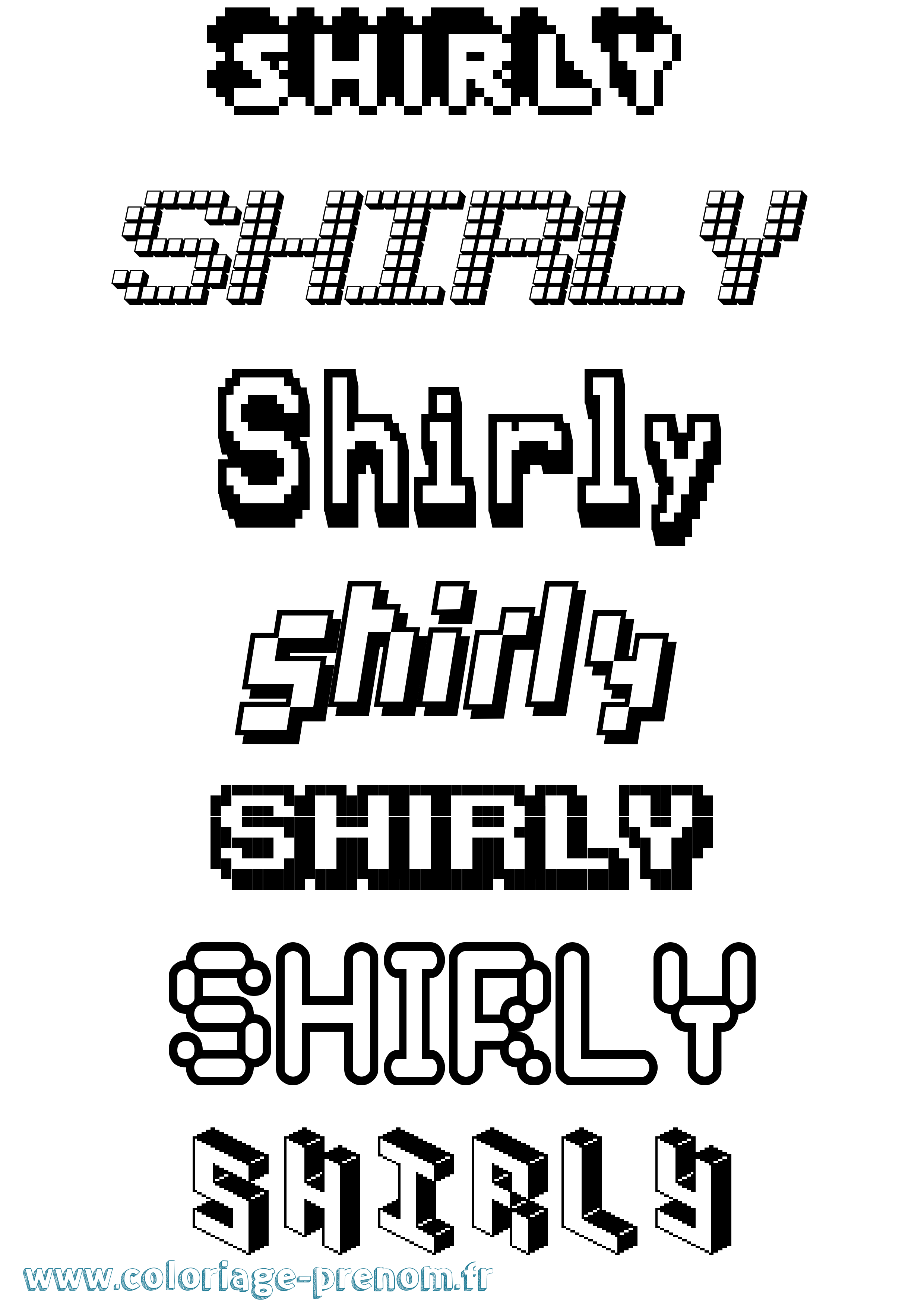 Coloriage Shirly Pixel Coloriage prénom Shirly Pixel