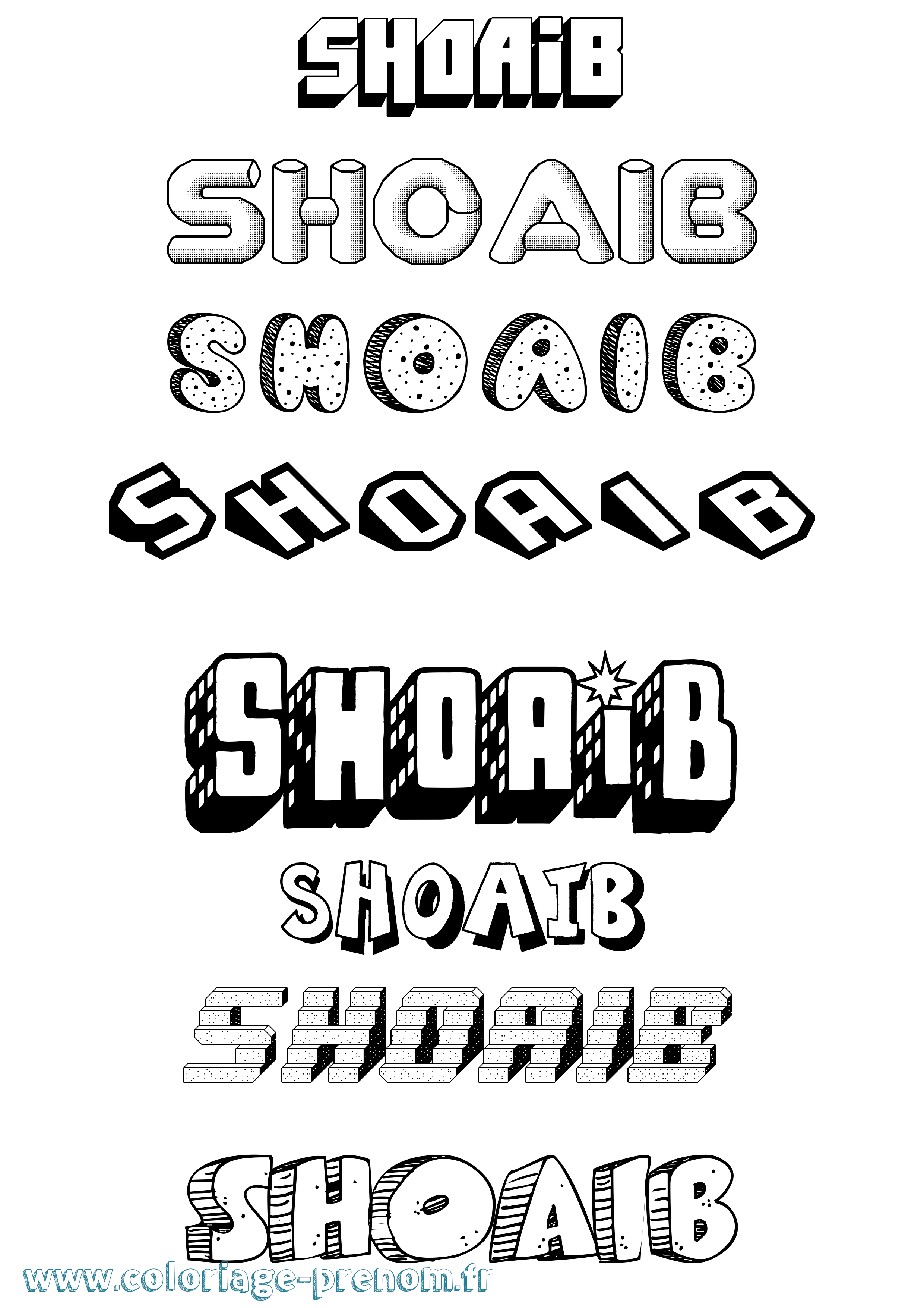 Coloriage Shoaib Effet 3D Coloriage prénom Shoaib Effet 3D