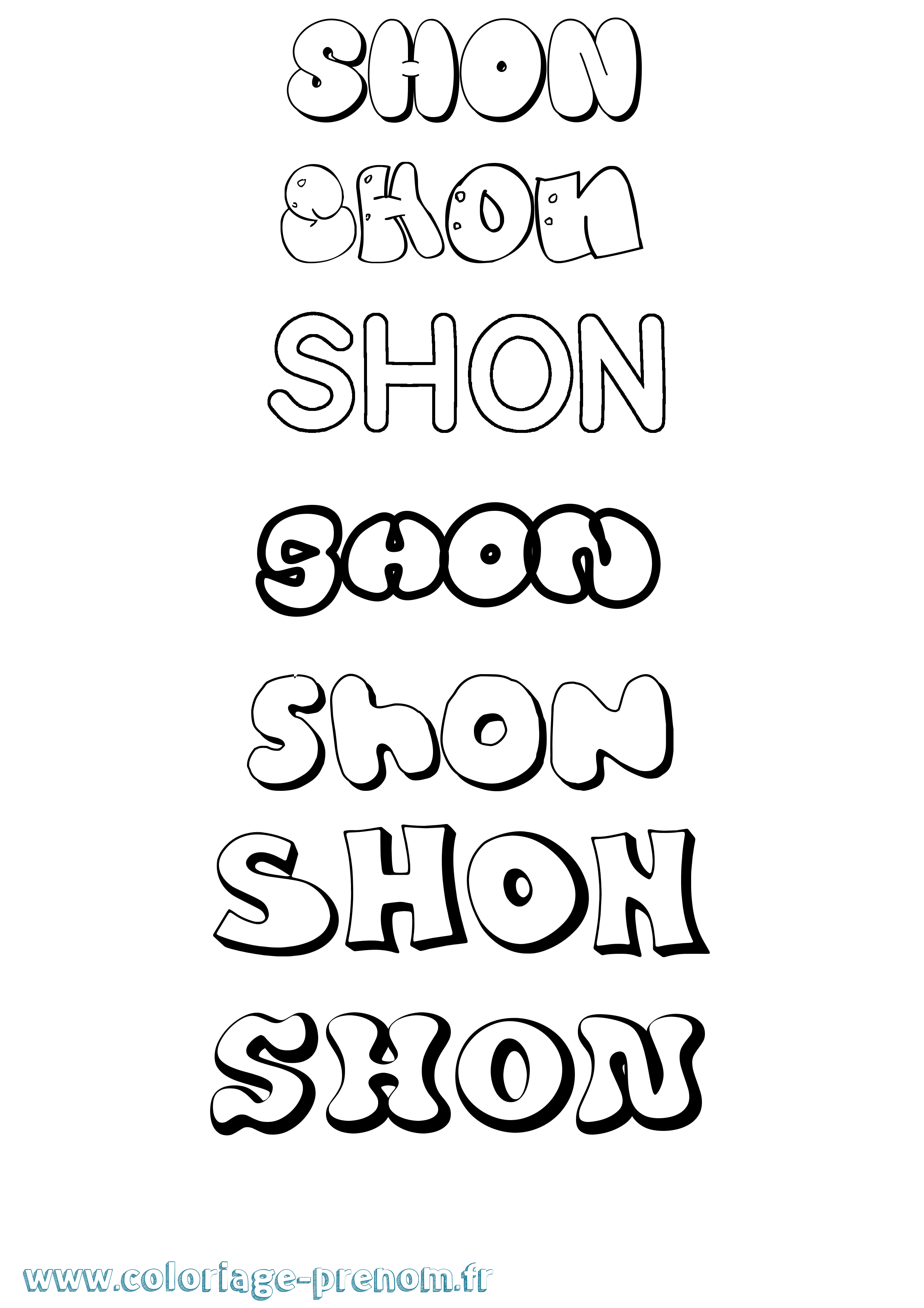 Coloriage Shon Bubble Coloriage prénom Shon Bubble