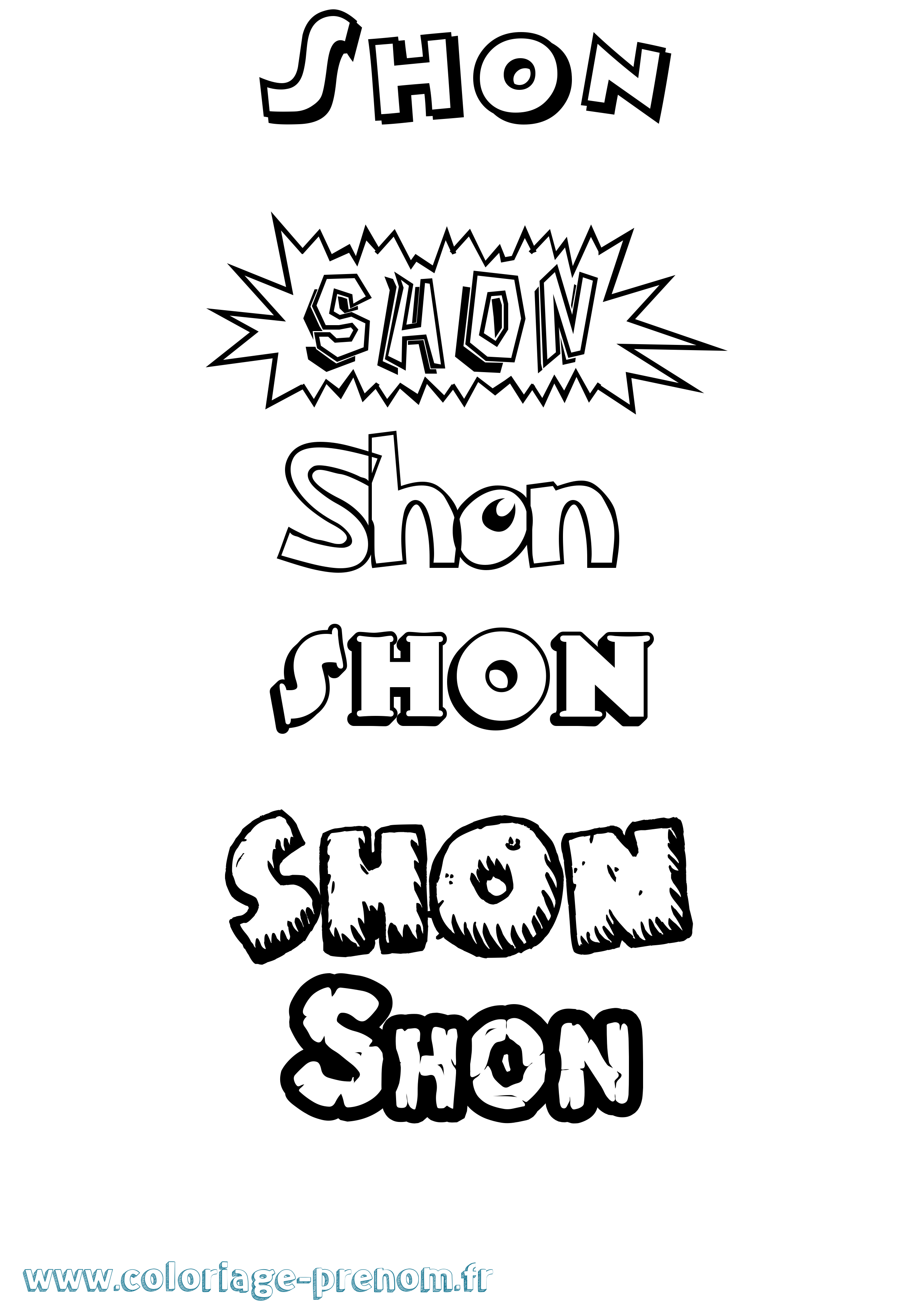 Coloriage Shon Dessin Animé Coloriage prénom Shon Dessin Animé
