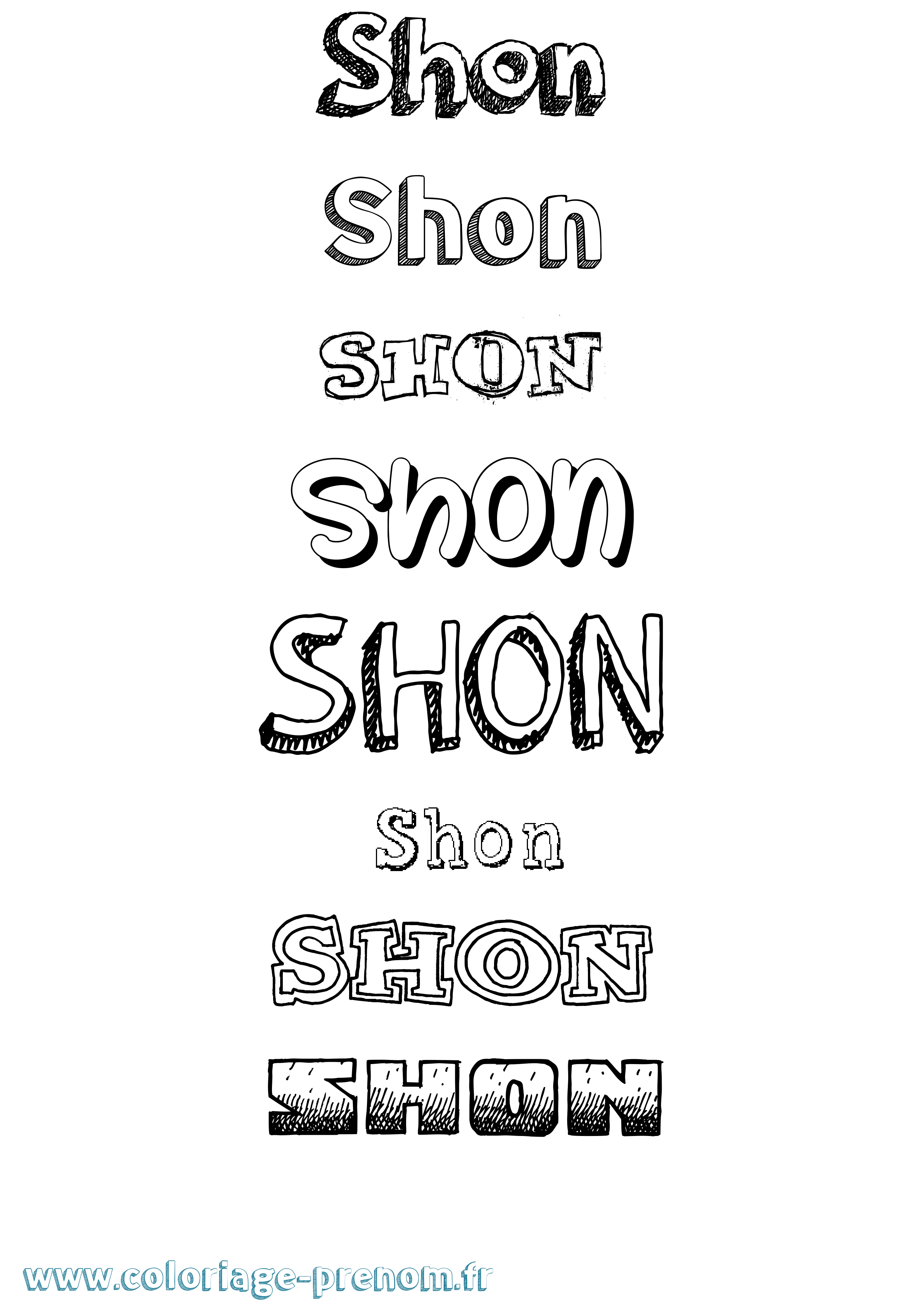 Coloriage Shon Dessiné Coloriage prénom Shon Dessiné