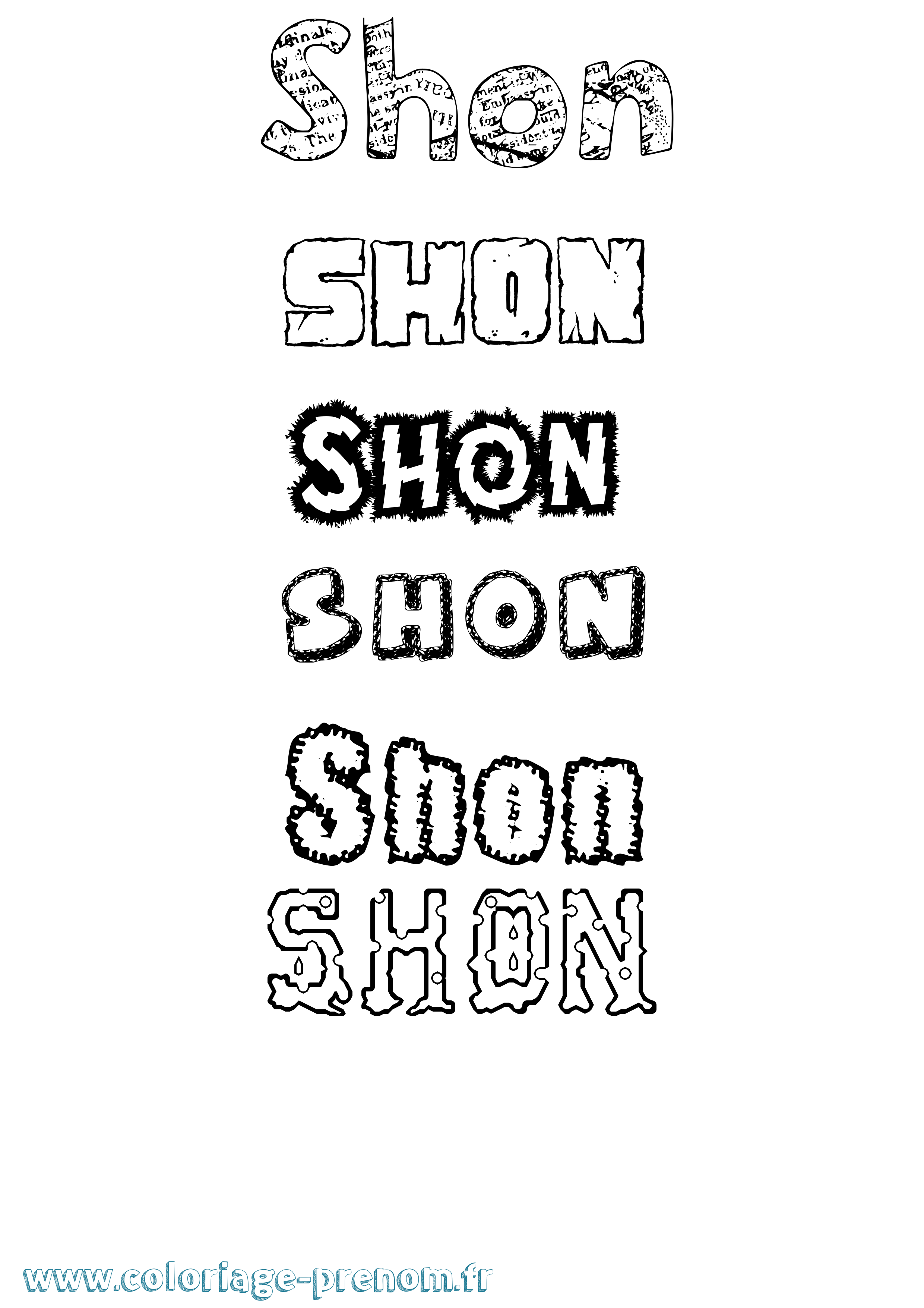 Coloriage Shon Destructuré Coloriage prénom Shon Destructuré