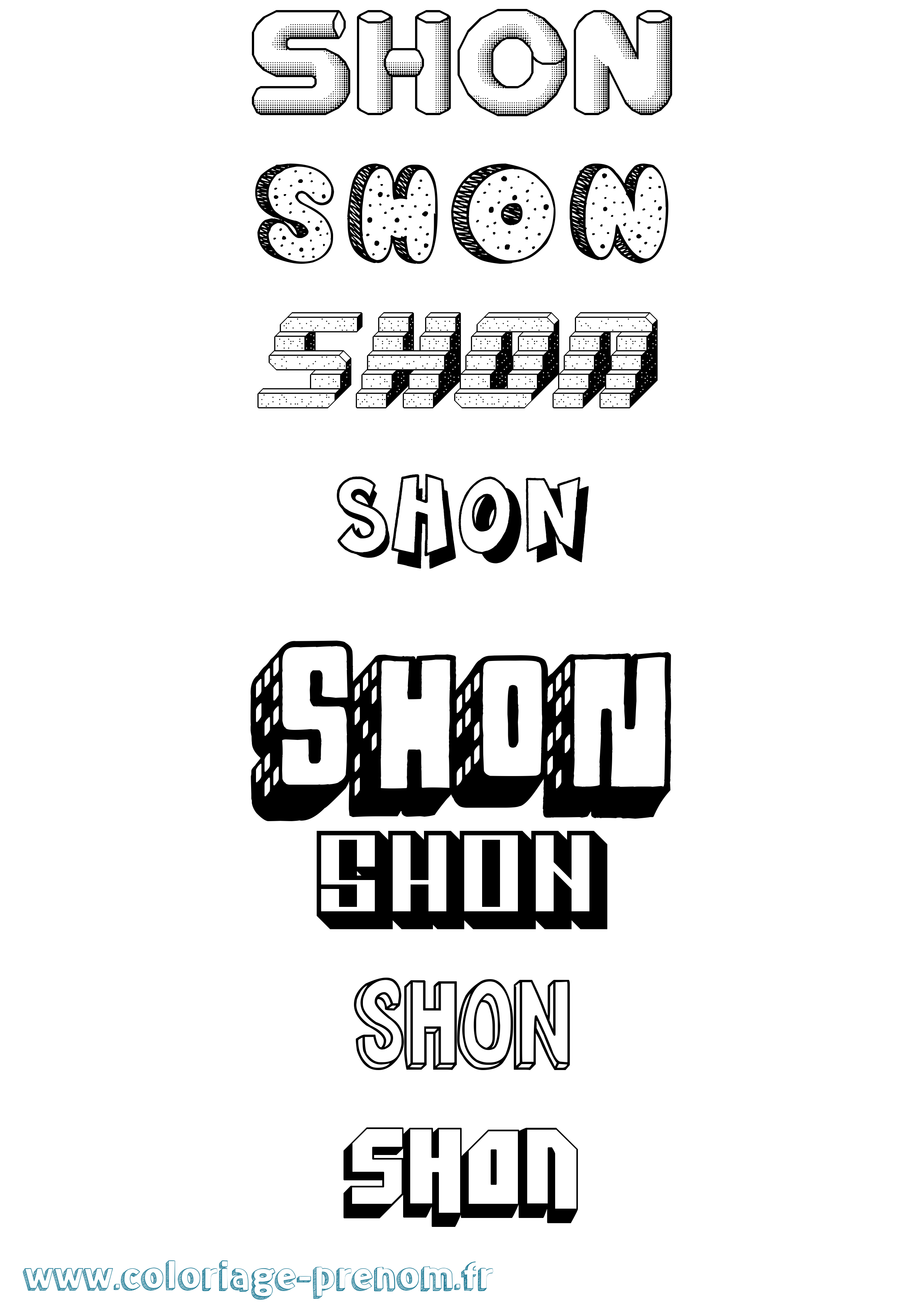 Coloriage Shon Effet 3D Coloriage prénom Shon Effet 3D
