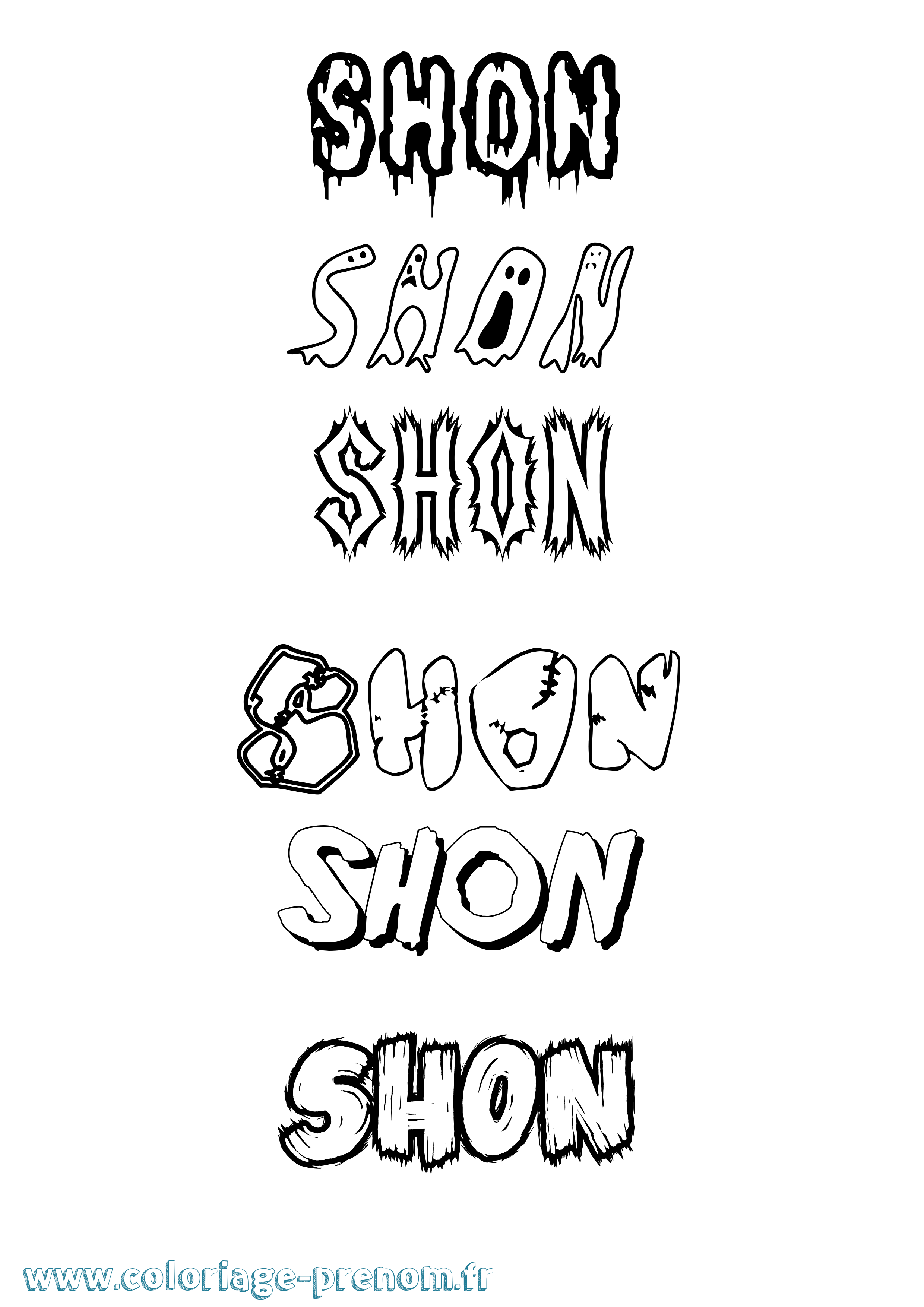 Coloriage Shon Frisson Coloriage prénom Shon Frisson