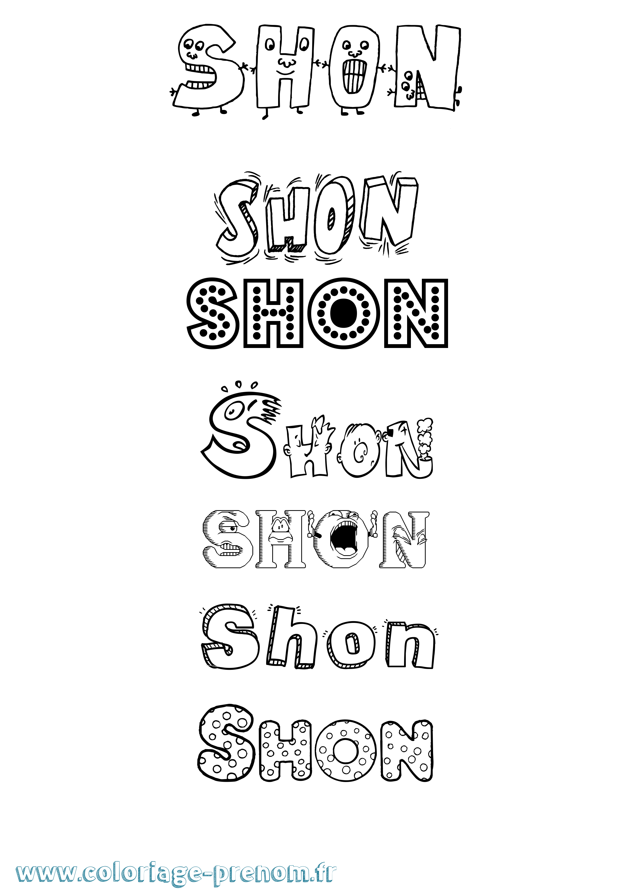 Coloriage Shon Fun Coloriage prénom Shon Fun