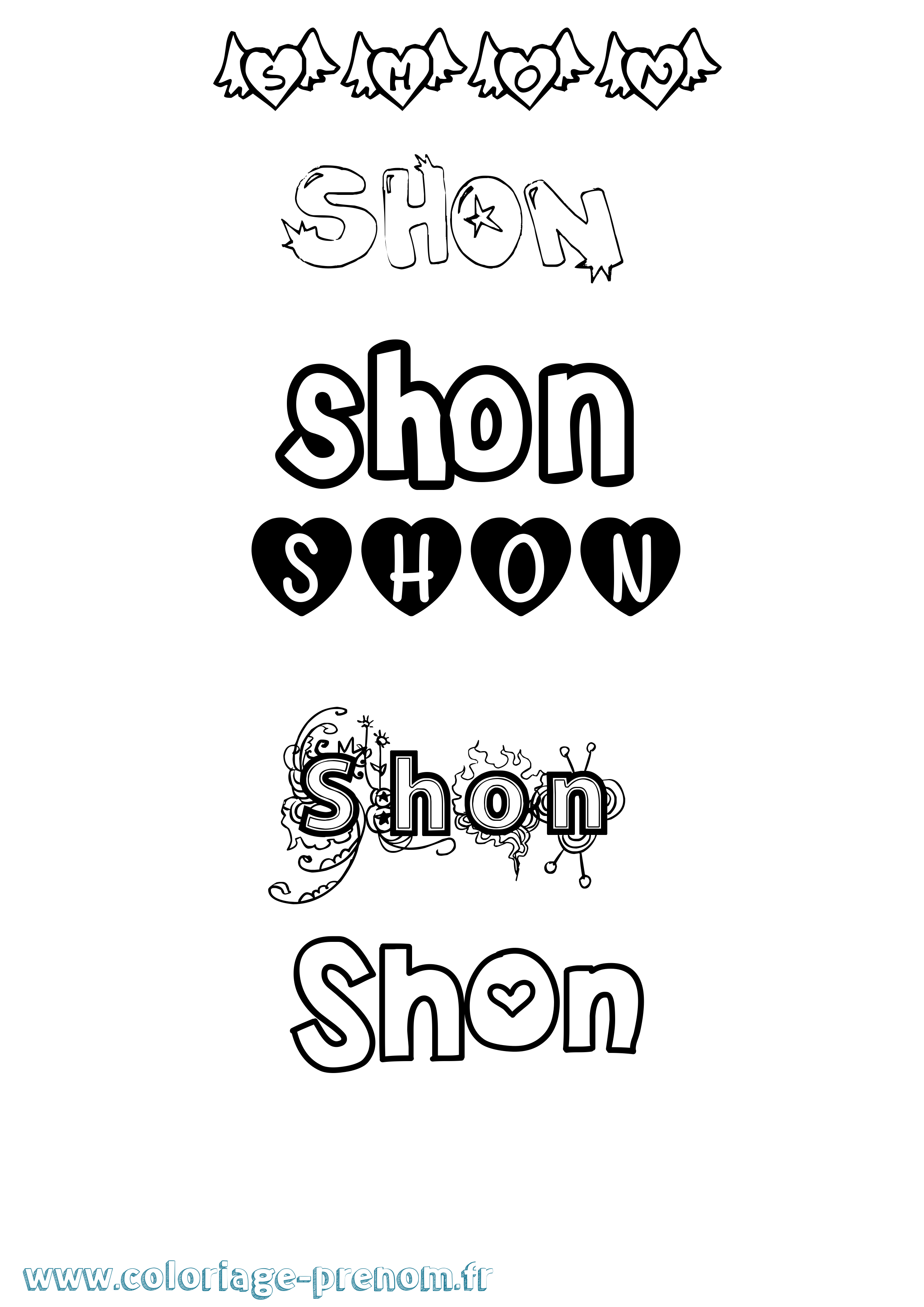 Coloriage Shon Girly Coloriage prénom Shon Girly