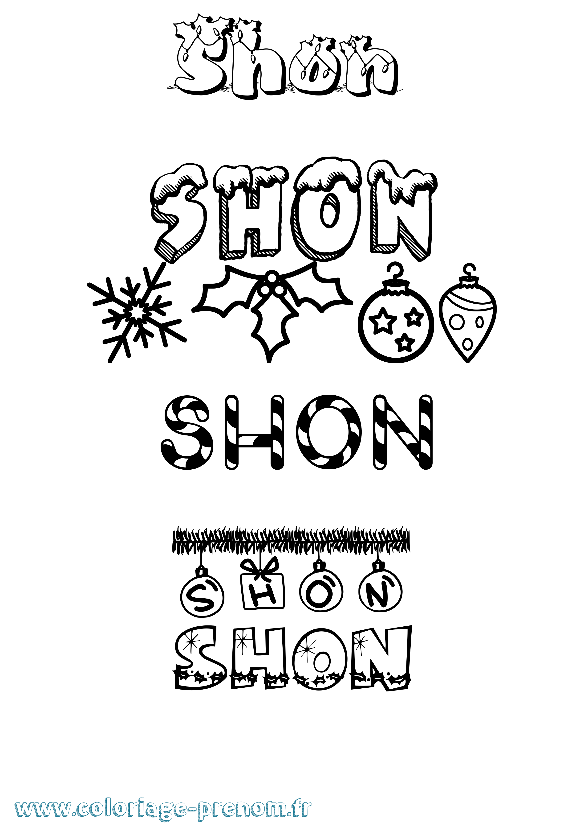 Coloriage Shon Noël Coloriage prénom Shon Noël