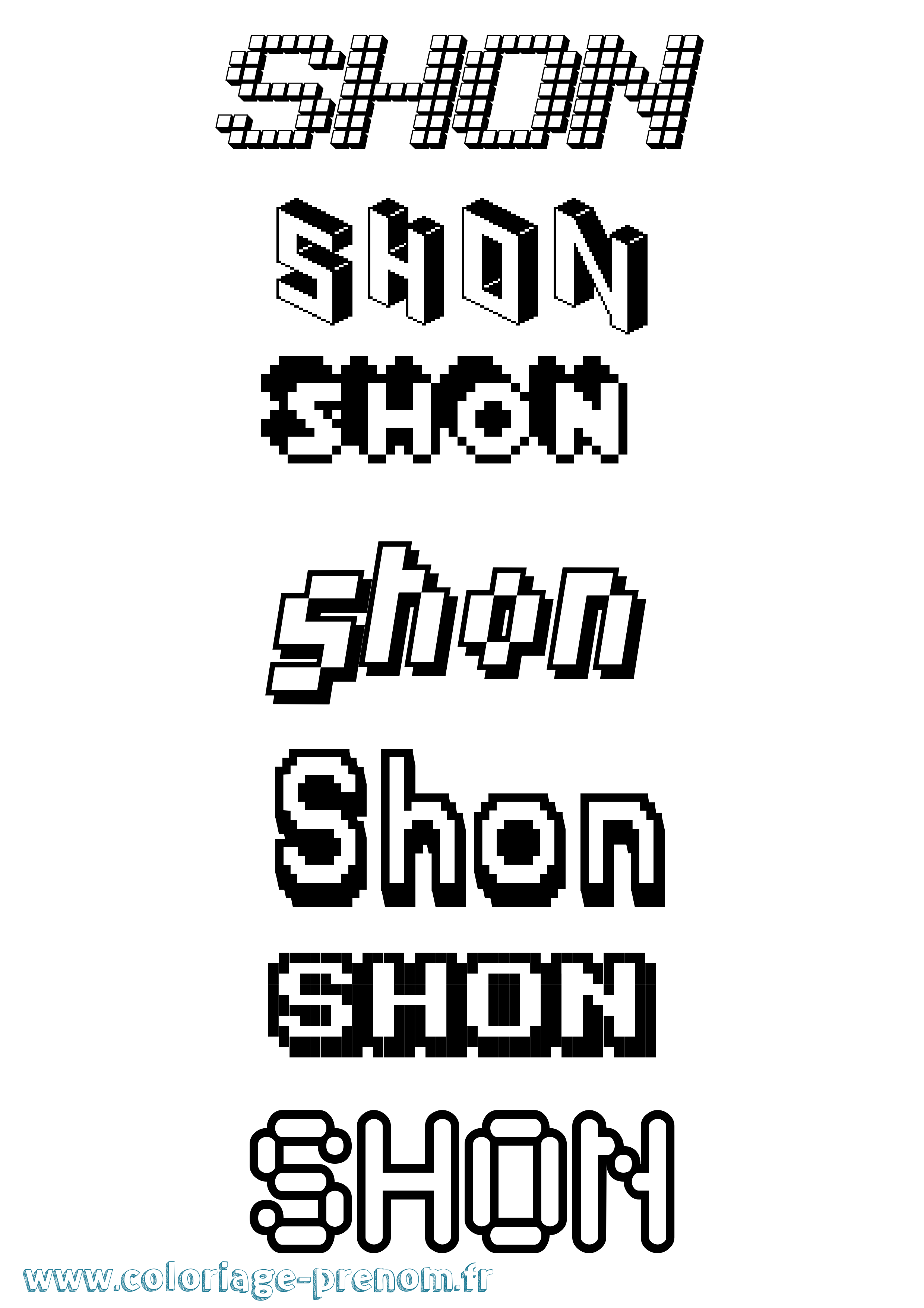 Coloriage Shon Pixel Coloriage prénom Shon Pixel