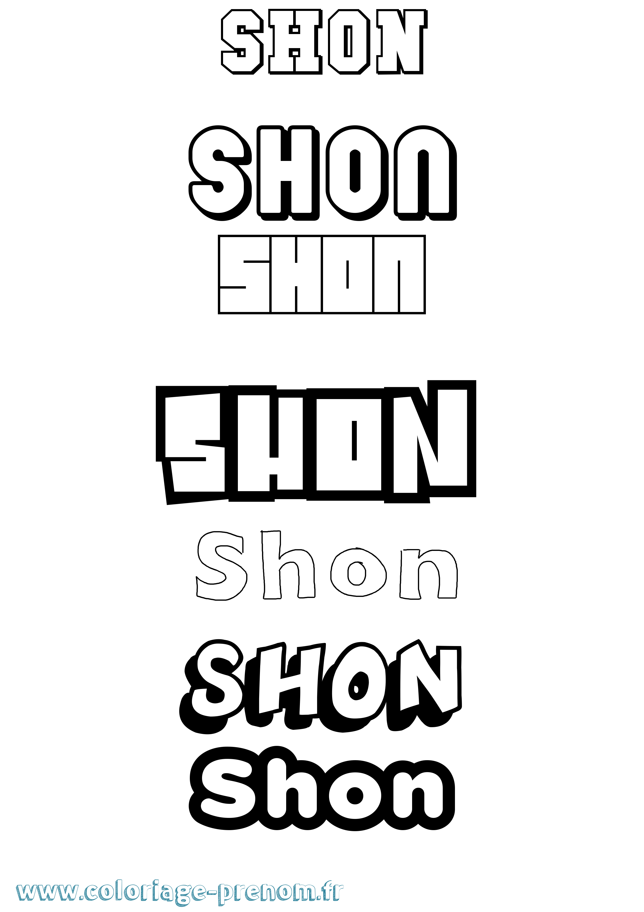 Coloriage Shon Simple Coloriage prénom Shon Simple