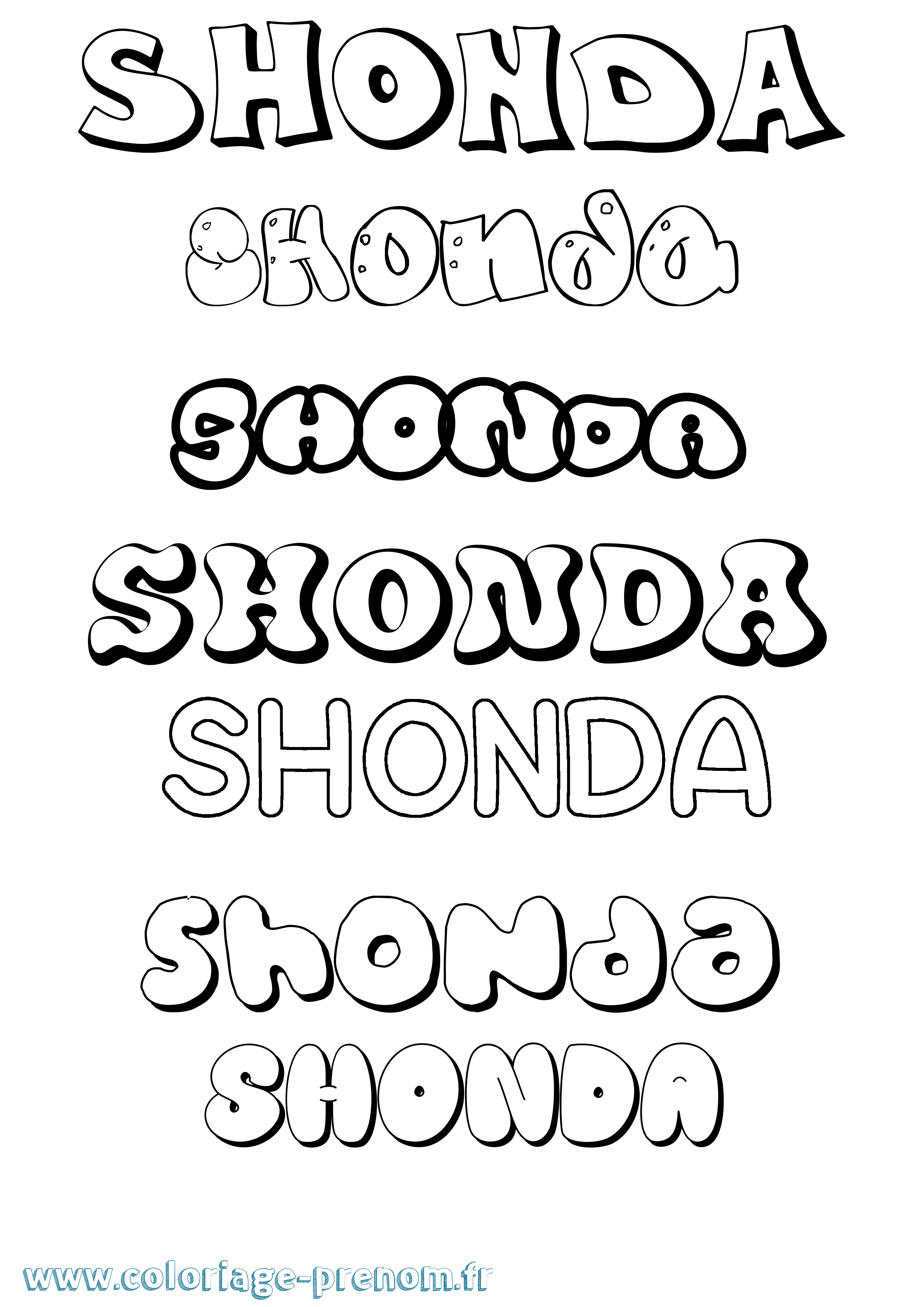Coloriage Shonda Bubble Coloriage prénom Shonda Bubble