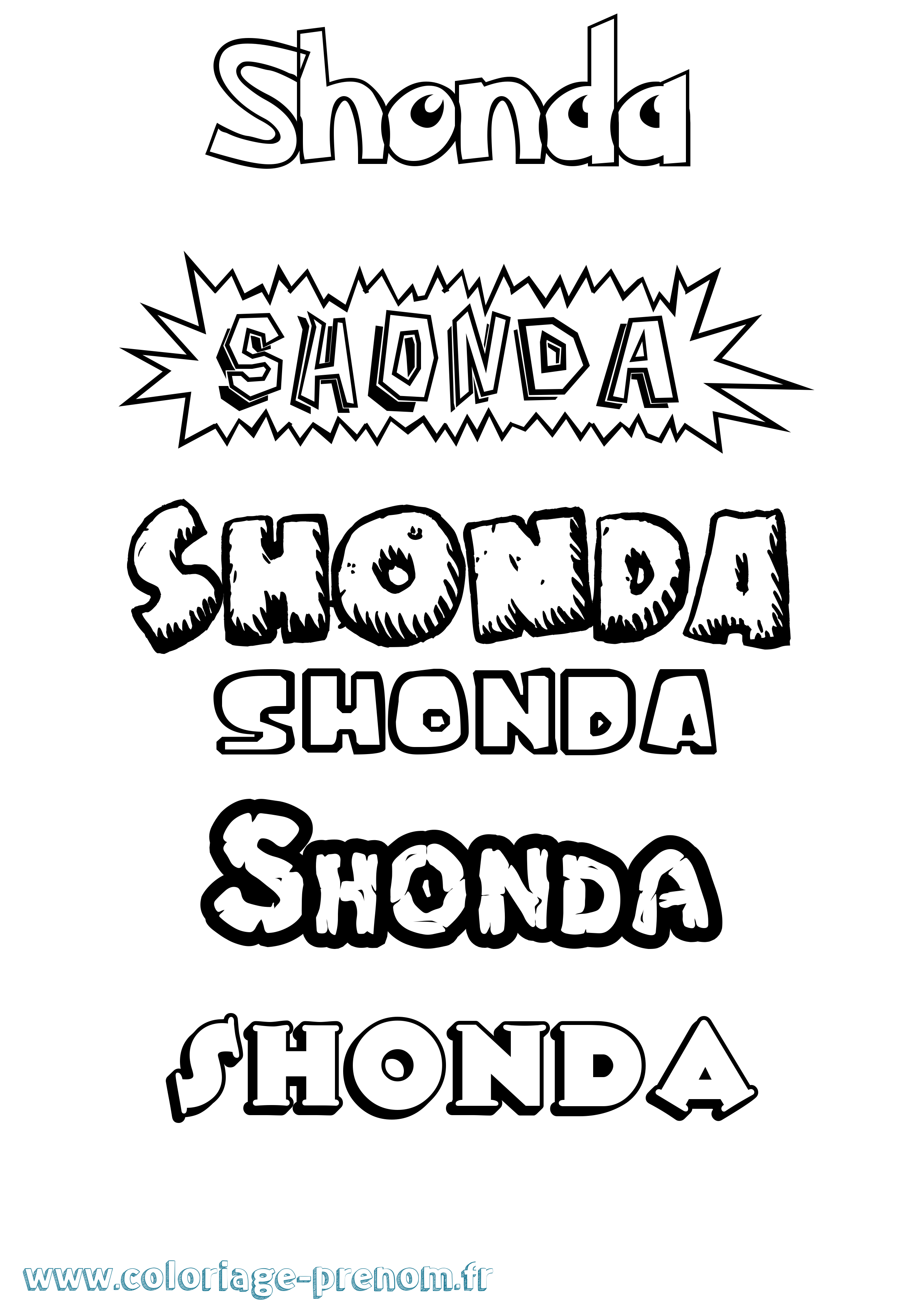 Coloriage Shonda Dessin Animé Coloriage prénom Shonda Dessin Animé
