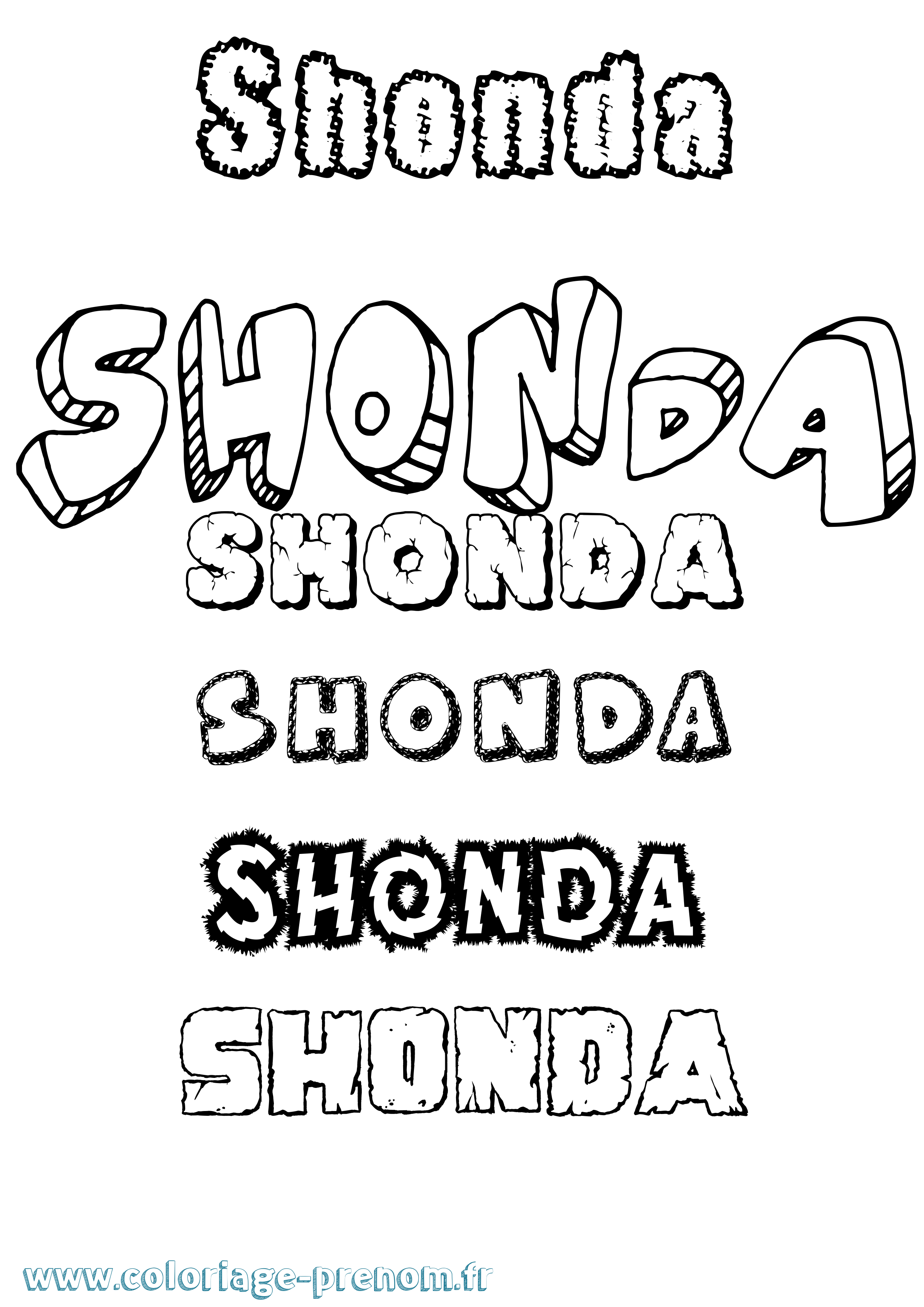 Coloriage Shonda Destructuré Coloriage prénom Shonda Destructuré