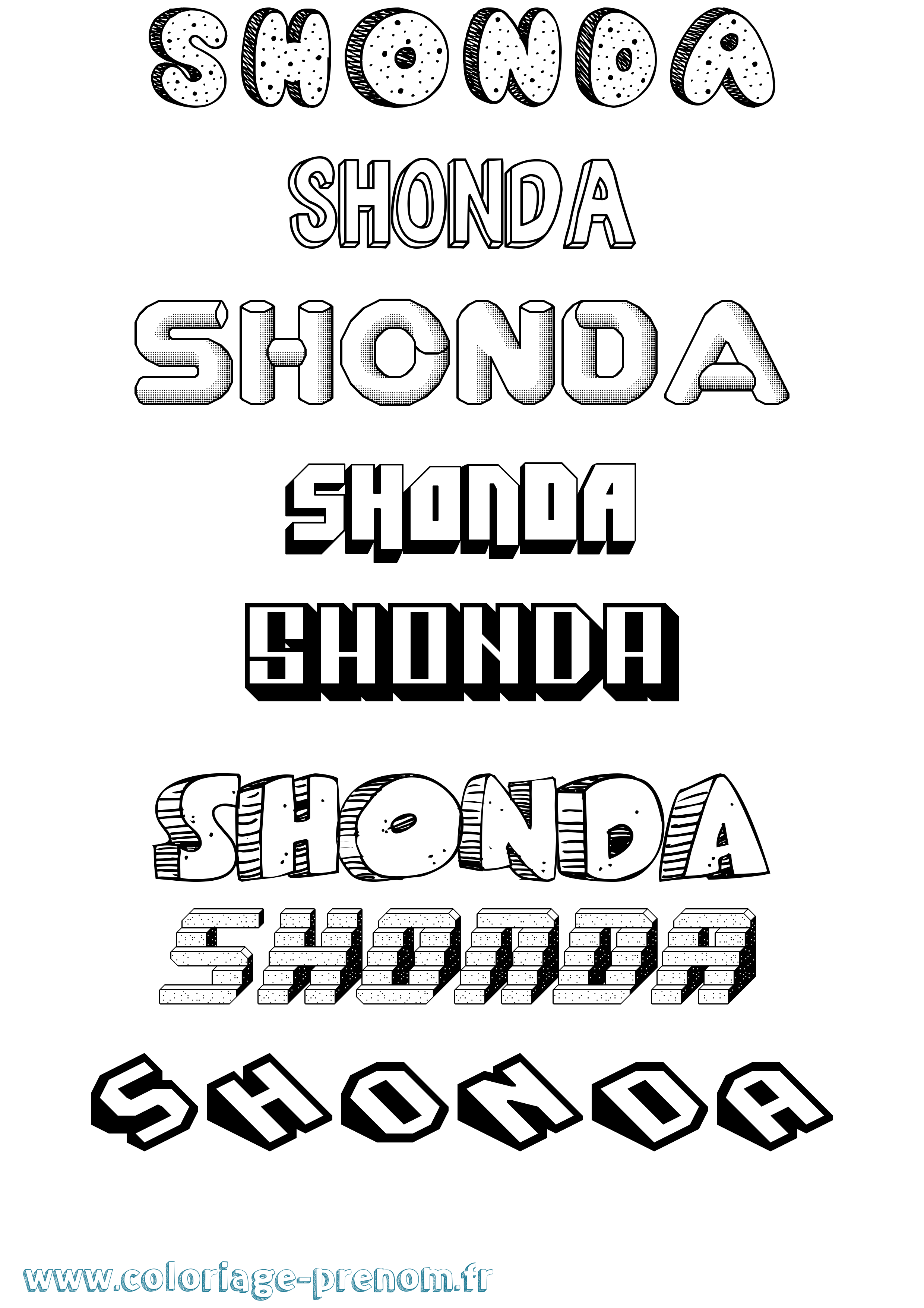 Coloriage Shonda Effet 3D Coloriage prénom Shonda Effet 3D