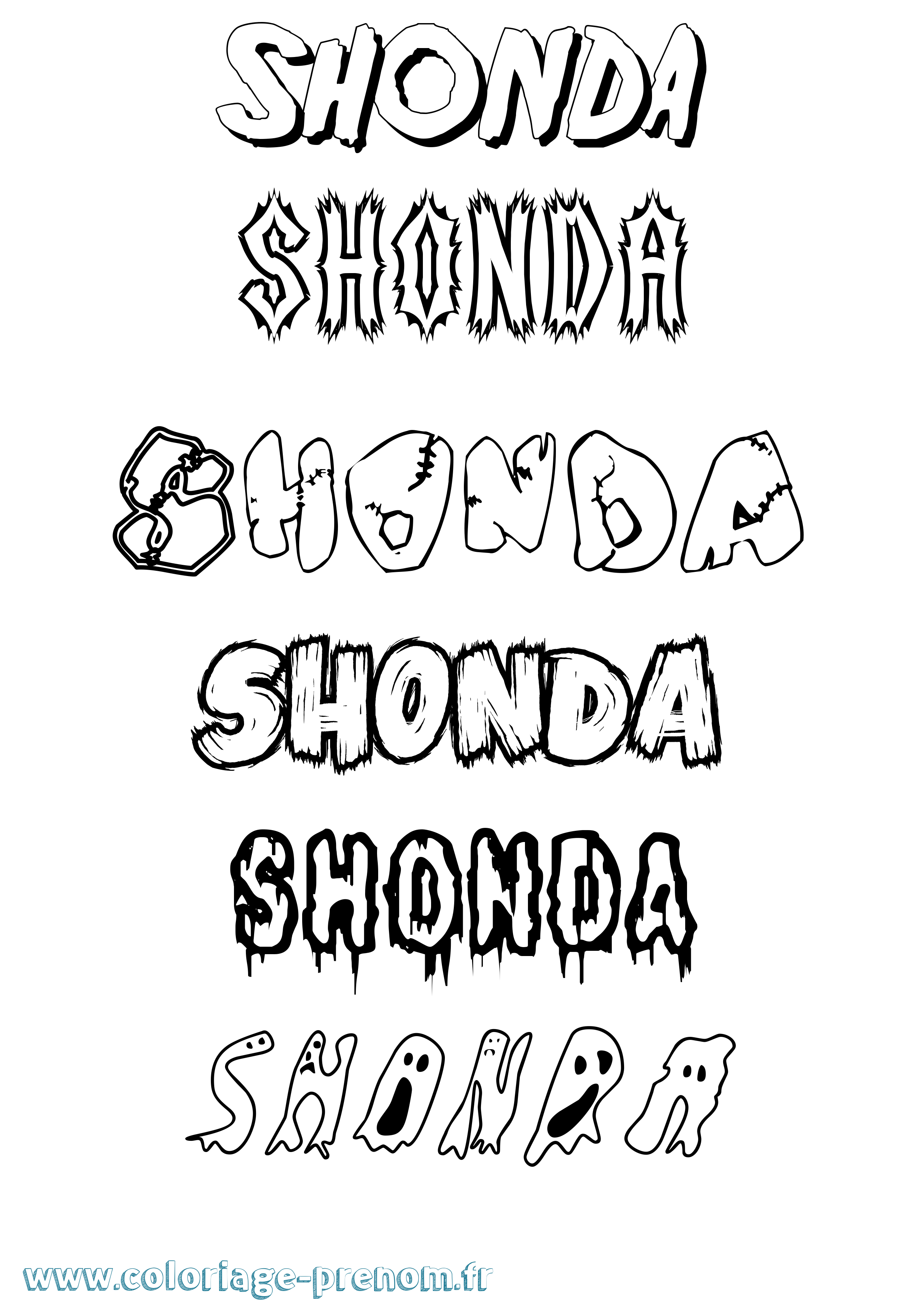Coloriage Shonda Frisson Coloriage prénom Shonda Frisson