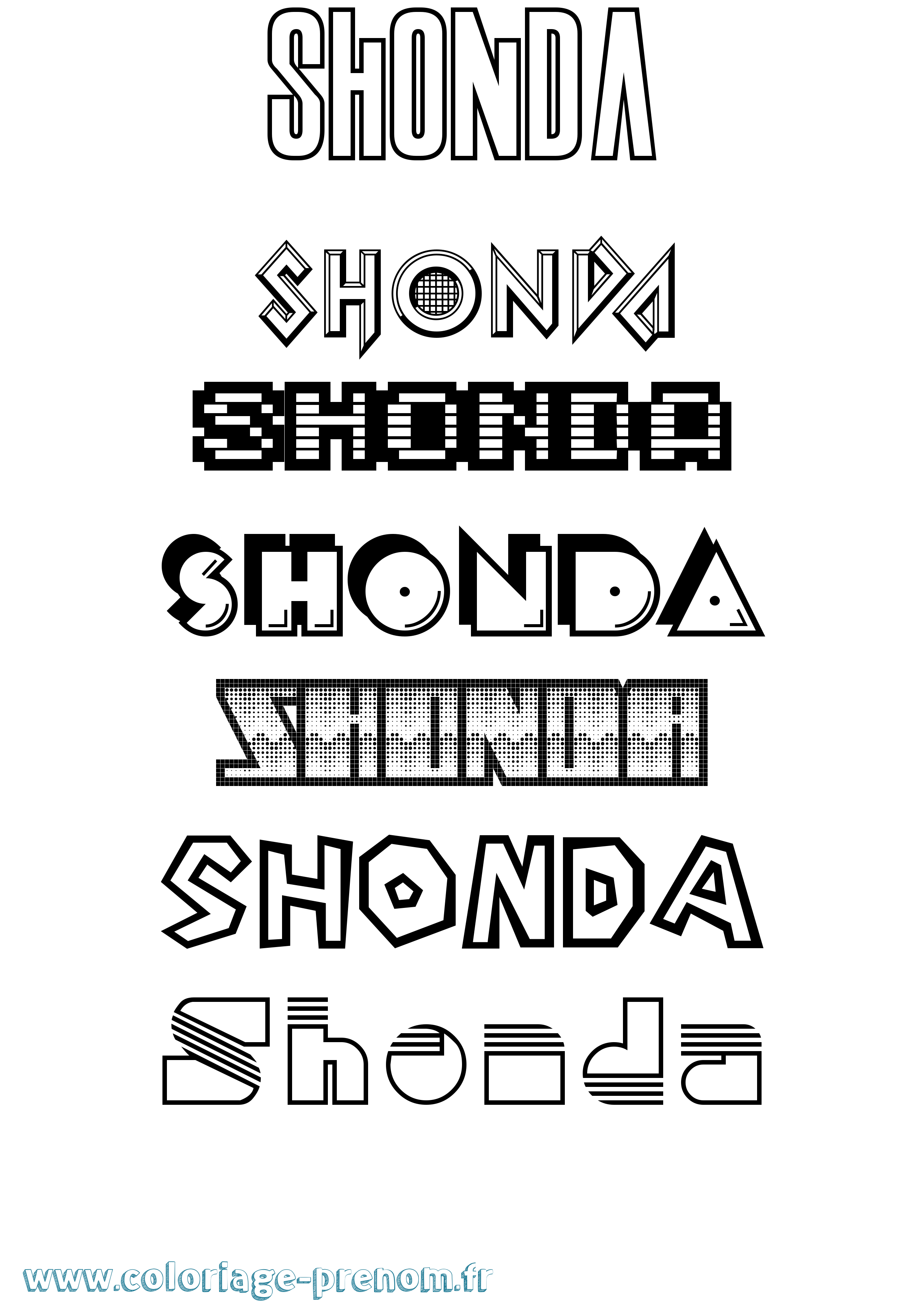 Coloriage Shonda Jeux Vidéos Coloriage prénom Shonda Jeux Vidéos
