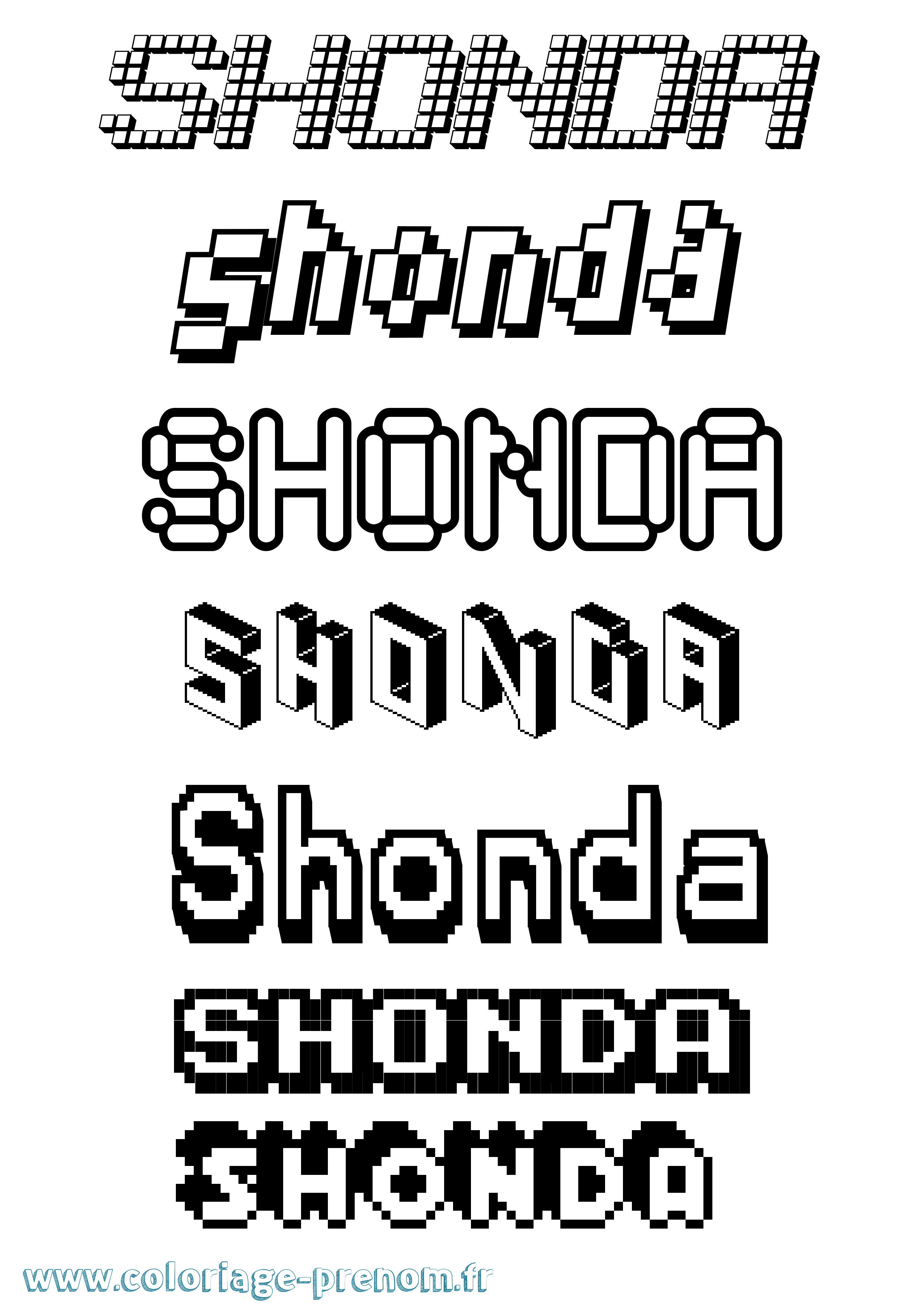 Coloriage Shonda Pixel Coloriage prénom Shonda Pixel