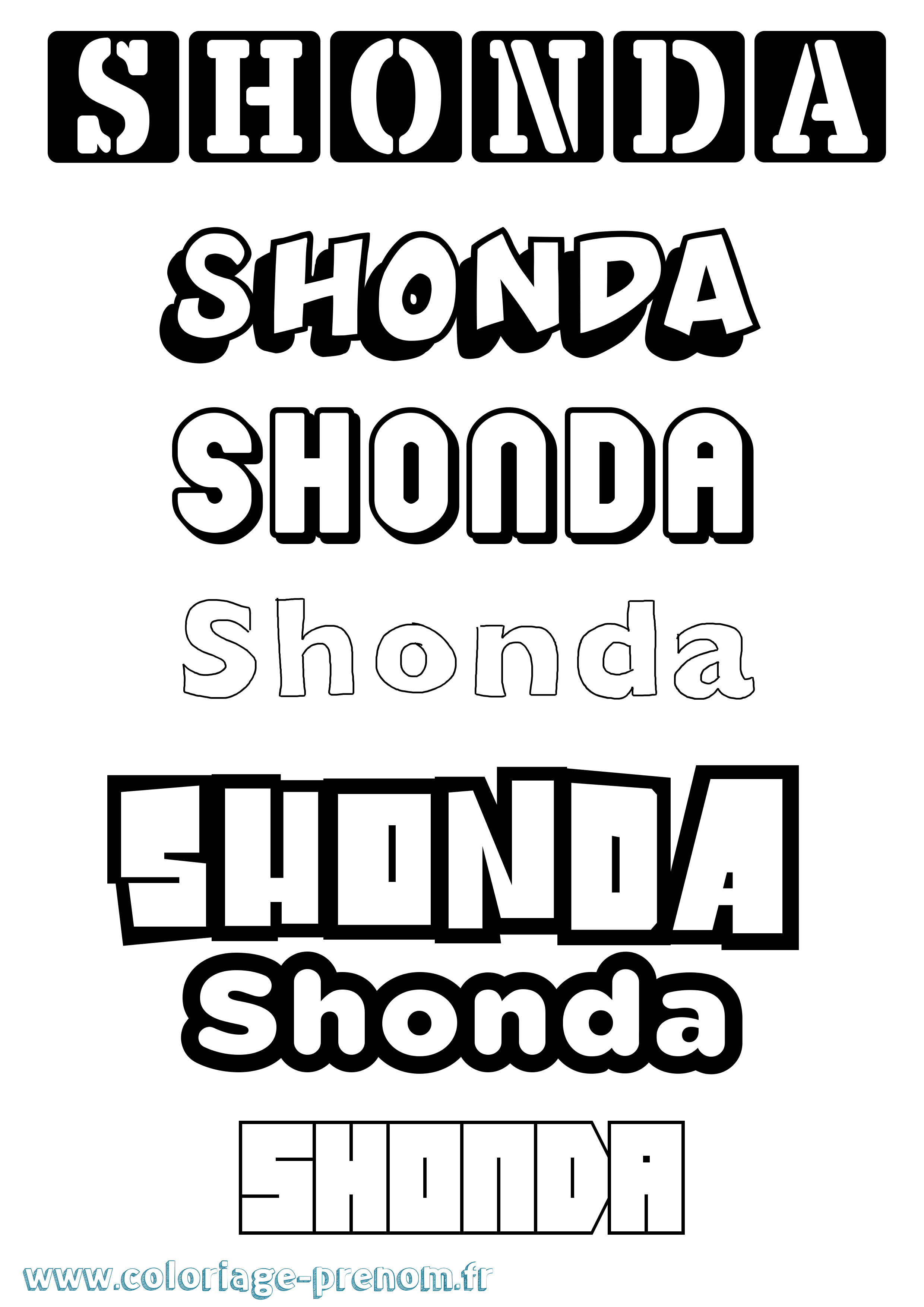 Coloriage Shonda Simple Coloriage prénom Shonda Simple