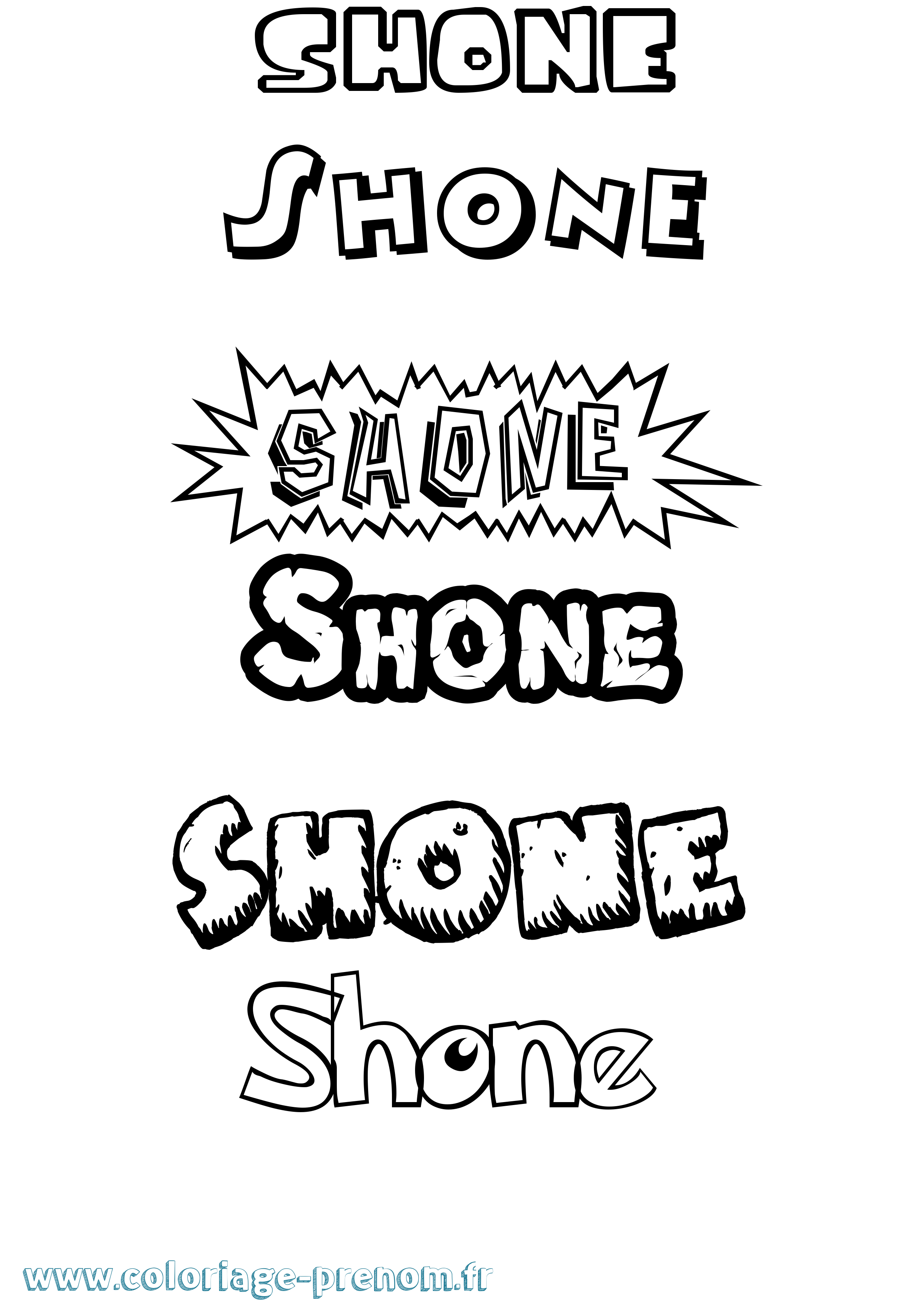 Coloriage Shone Dessin Animé Coloriage prénom Shone Dessin Animé
