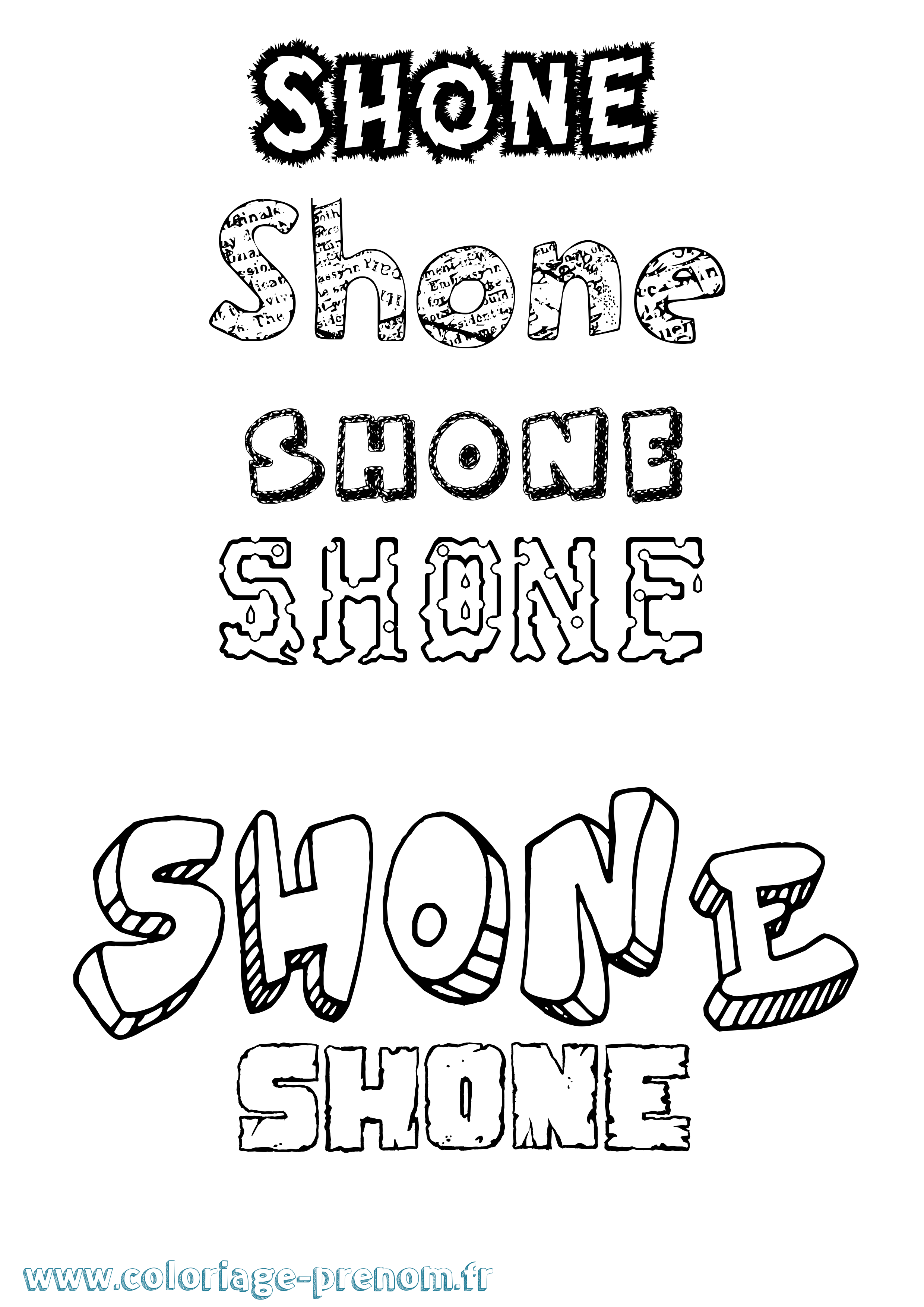 Coloriage Shone Destructuré Coloriage prénom Shone Destructuré