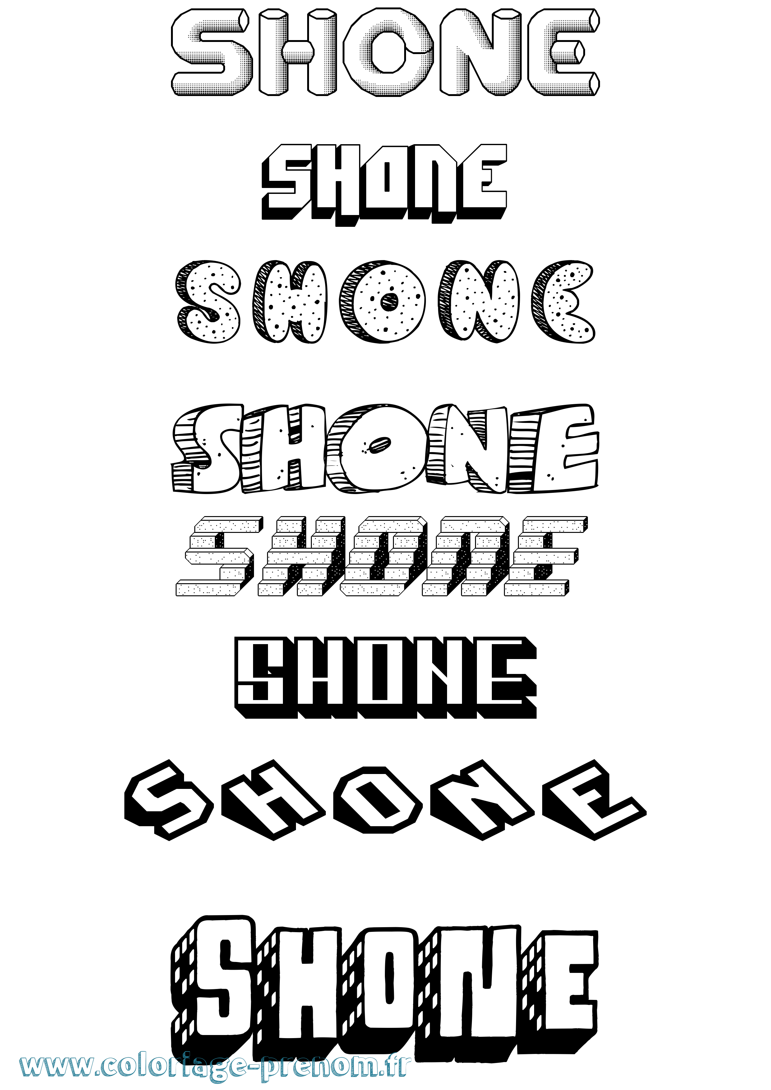 Coloriage Shone Effet 3D Coloriage prénom Shone Effet 3D