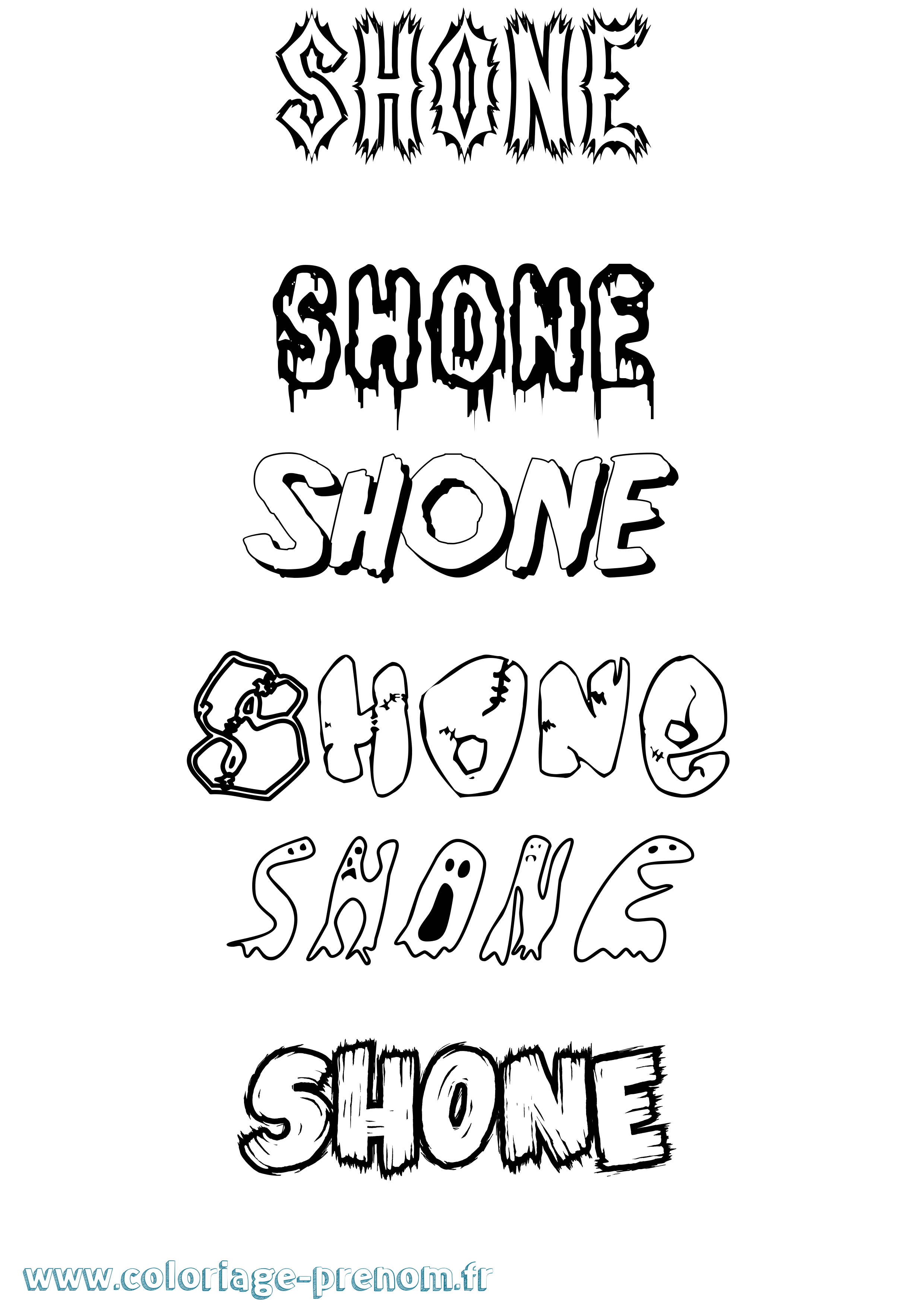 Coloriage Shone Frisson Coloriage prénom Shone Frisson