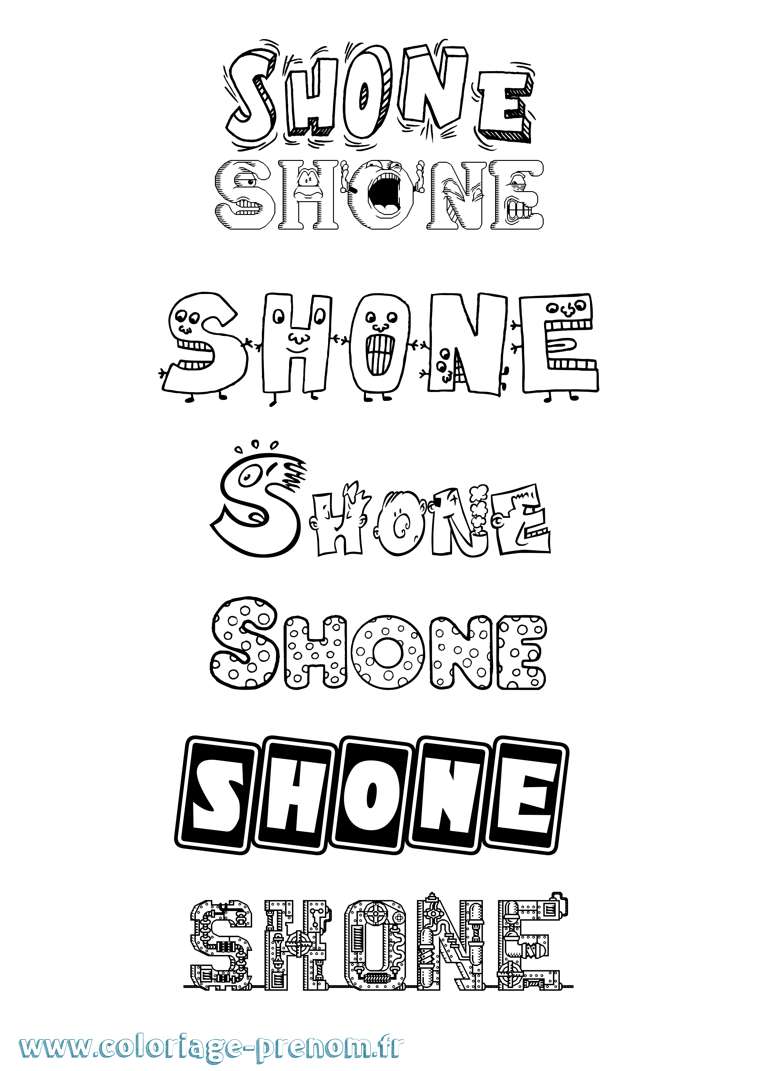 Coloriage Shone Fun Coloriage prénom Shone Fun