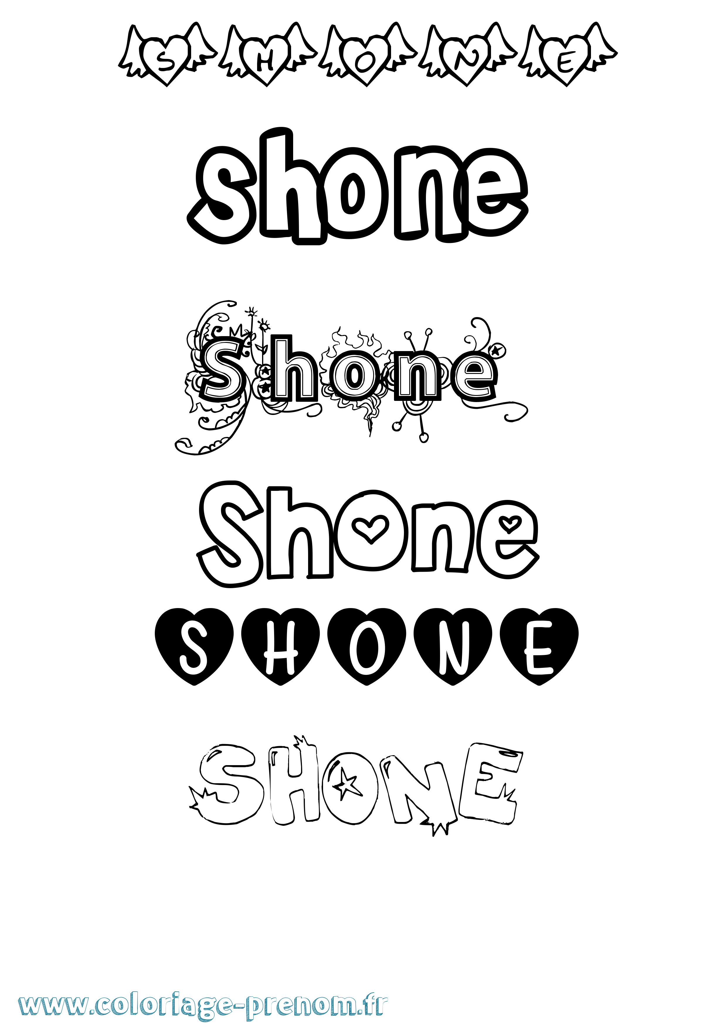 Coloriage Shone Girly Coloriage prénom Shone Girly