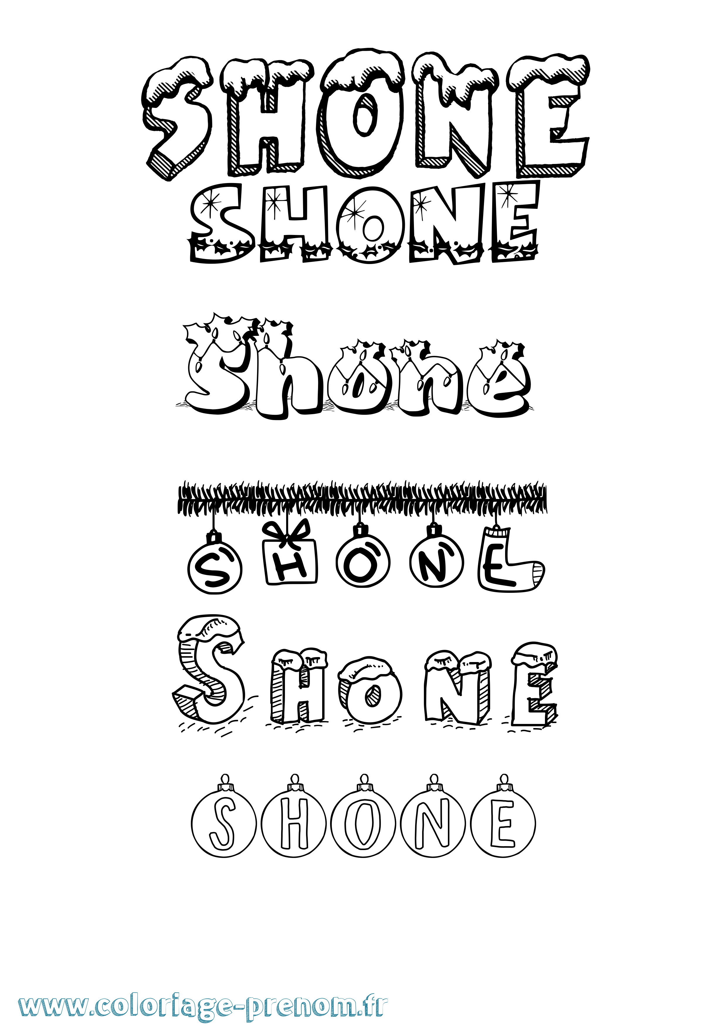 Coloriage Shone Noël Coloriage prénom Shone Noël