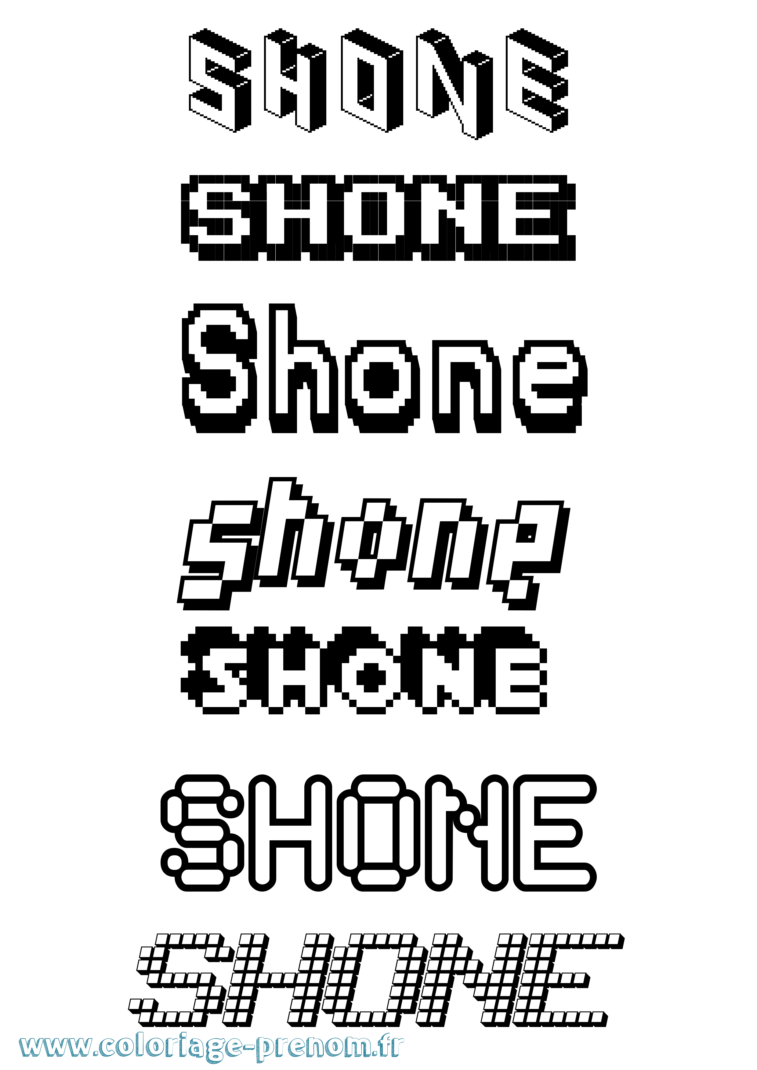 Coloriage Shone Pixel Coloriage prénom Shone Pixel