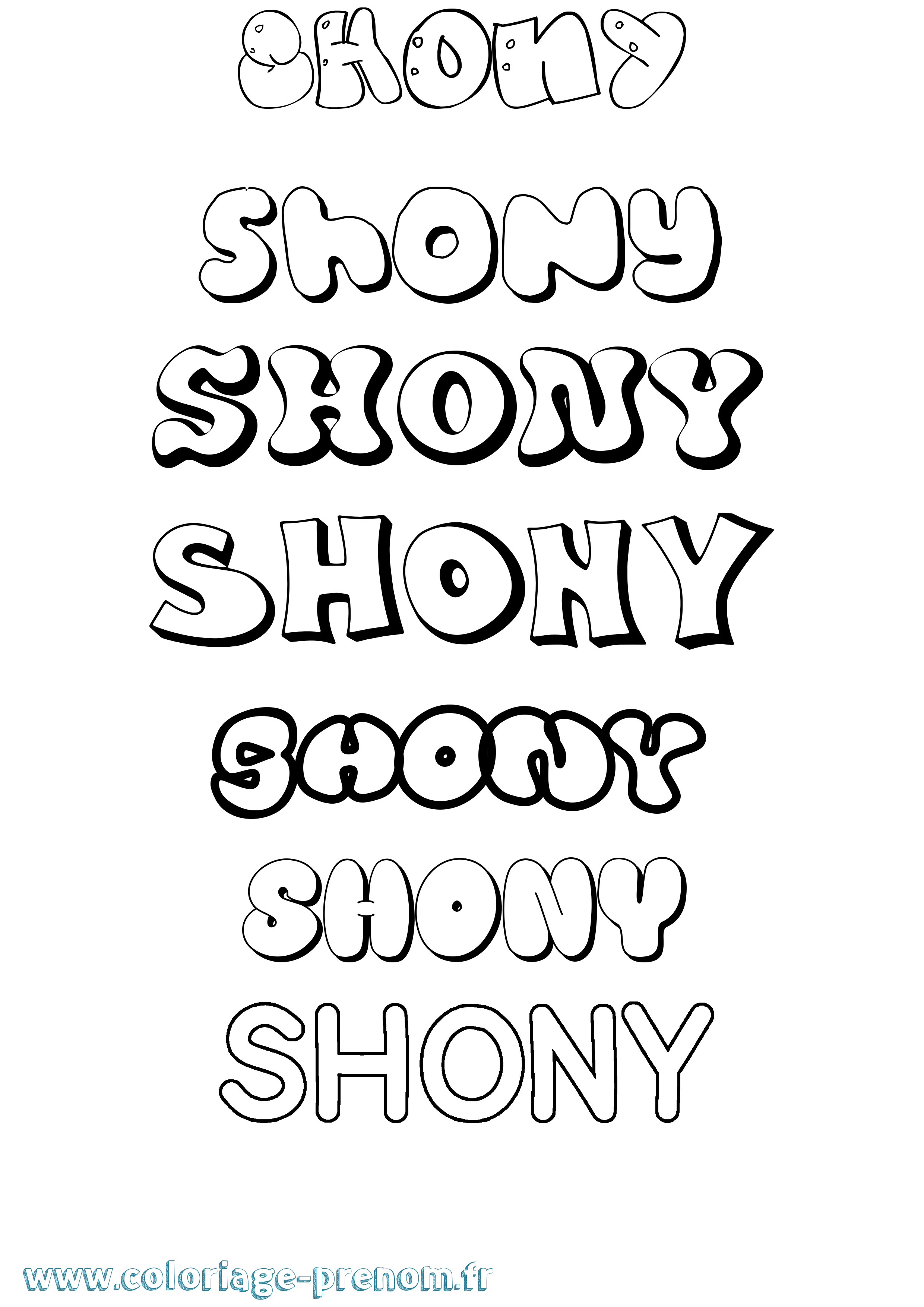 Coloriage Shony Bubble Coloriage prénom Shony Bubble